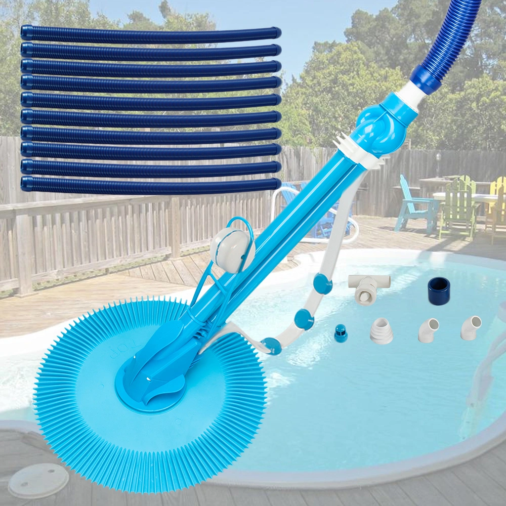 Auto Swimming Pool Cleaner with 10pcs Durable Hose, Suction Side Villa Type Robot Vacuum, Blue view 6