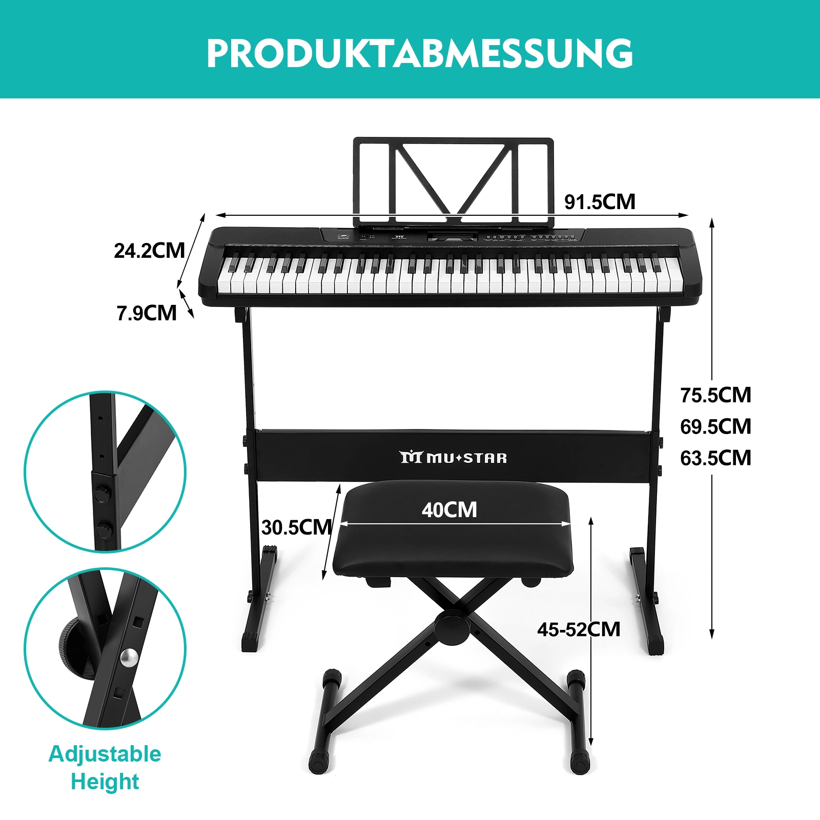 Electronic Keyboard 88 Keys, Full Size Digital Piano with Weighted Keys, MIDI USB Connected for Adults and Professionals view 3