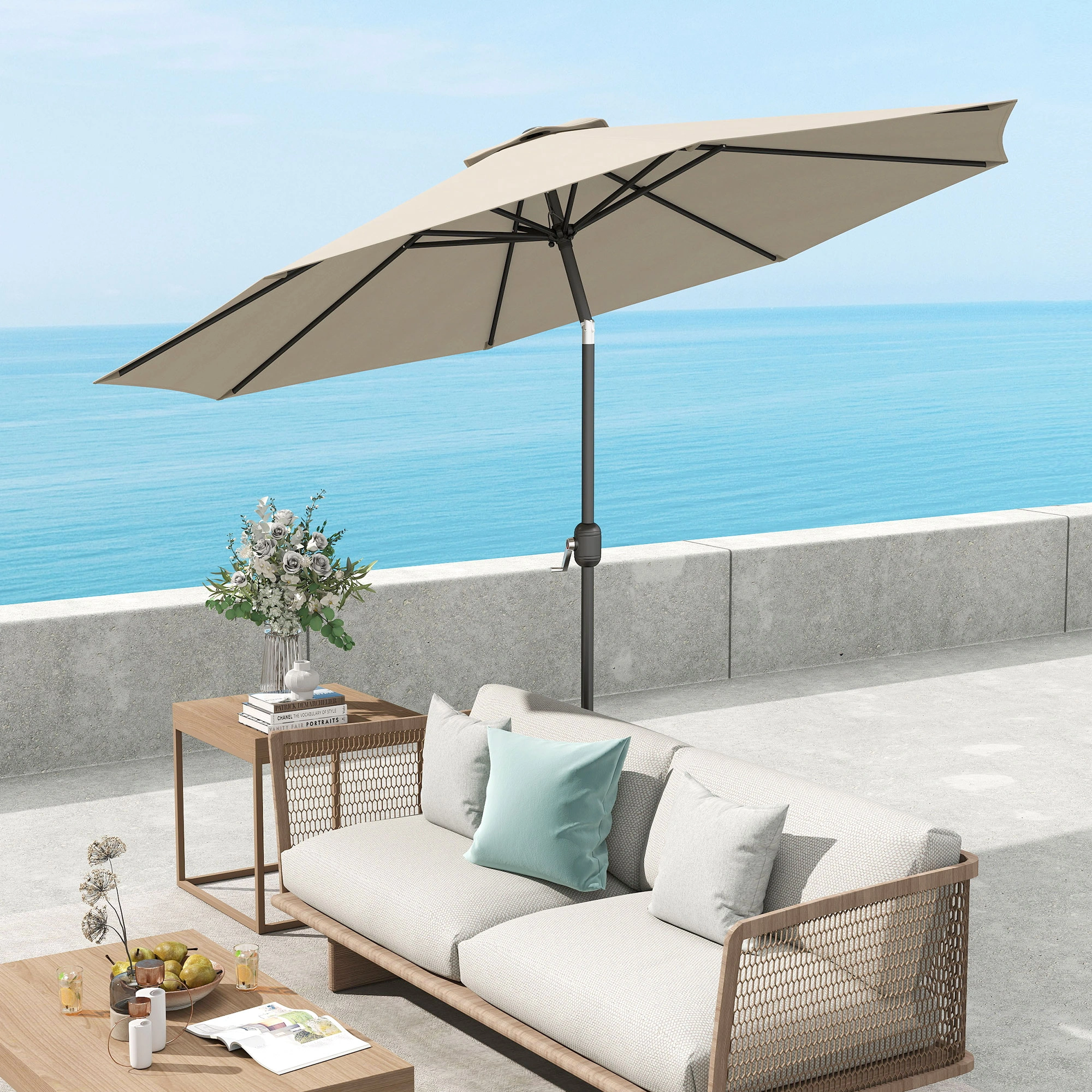 Commercial Grade Wall Mounted Umbrella Stand, 8-Hook Heavy Duty Metal Umbrella Rack, Indoor Outdoor Key Holder, Powder Coated Steel, Brushed Nickel
