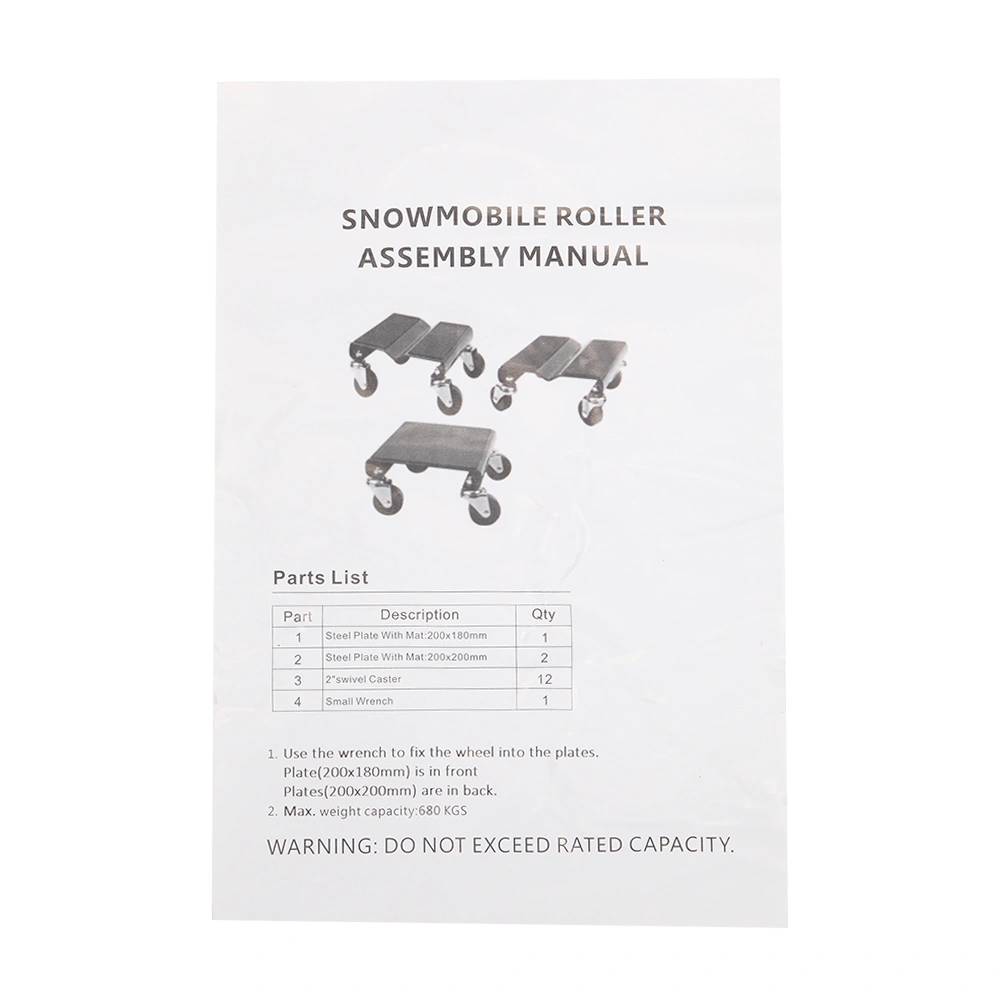 3 Pack Black Snowmobile Dollies - Heavy Duty Ski Snowmobile Transport Dolly Stands view 2