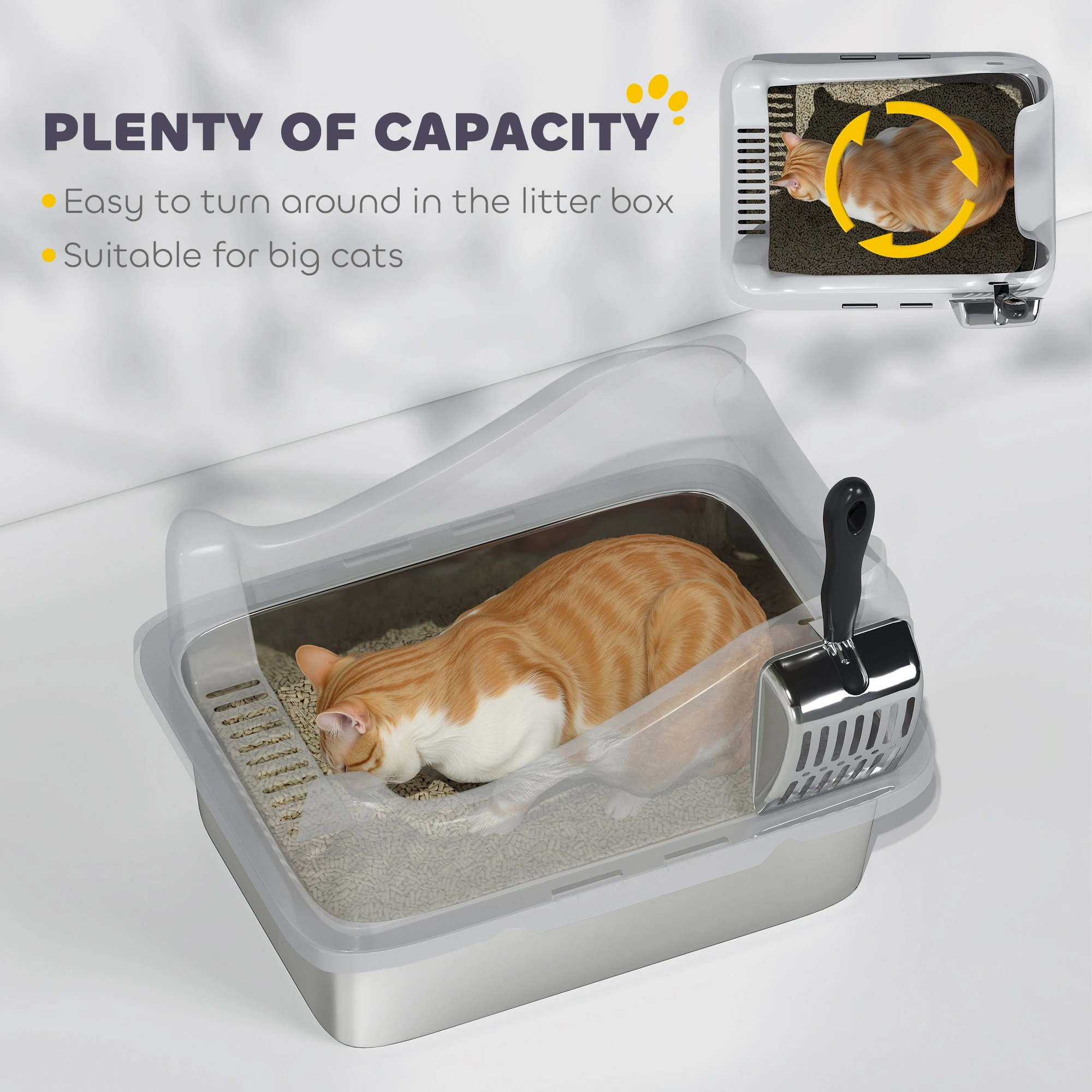 Cat Litter Box 2-Pack Small Compact 17" x 14" Plastic Cat Litter Box, Black, No Cover Open Design for Kittens view 4