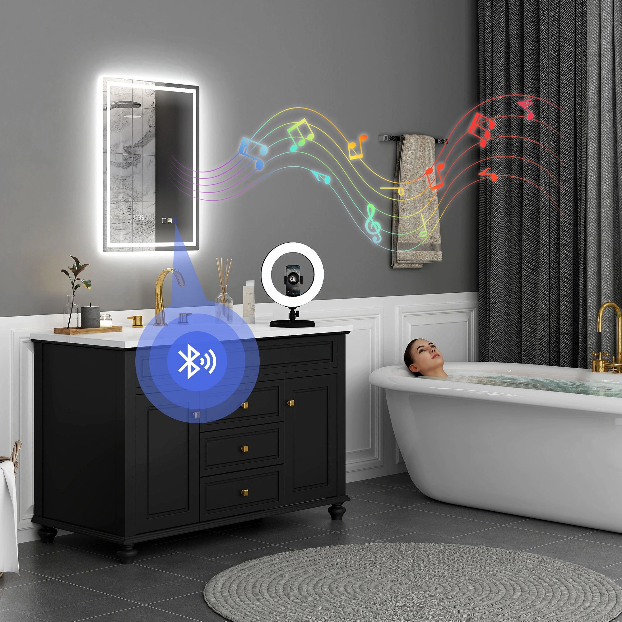 Modern Bathroom Cabinet with Mirror, Wall Mounted Storage Vanity, Sleek Design