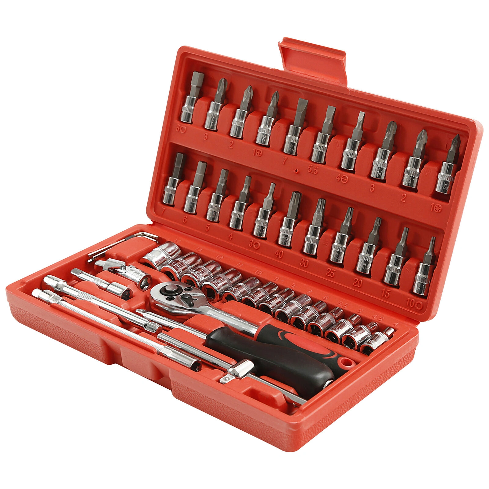 46 Piece 1/4 Inch Socket Wrench Screwdriver Bits Ratchet Driver Kit Repair Tool Set view 3