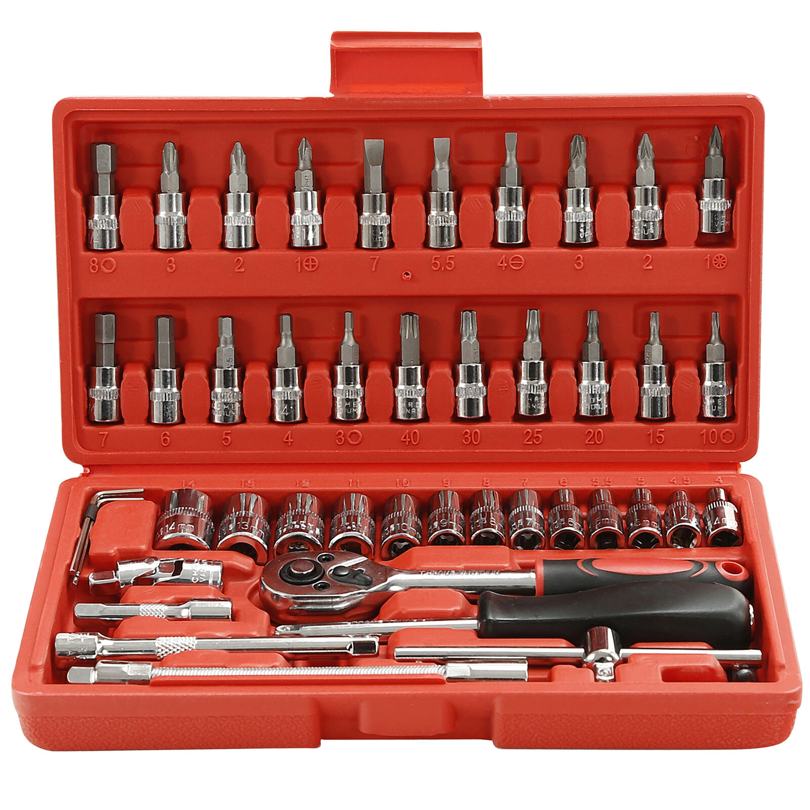 46 Piece 1/4 Inch Socket Wrench Screwdriver Bits Ratchet Driver Kit Repair Tool Set view 4