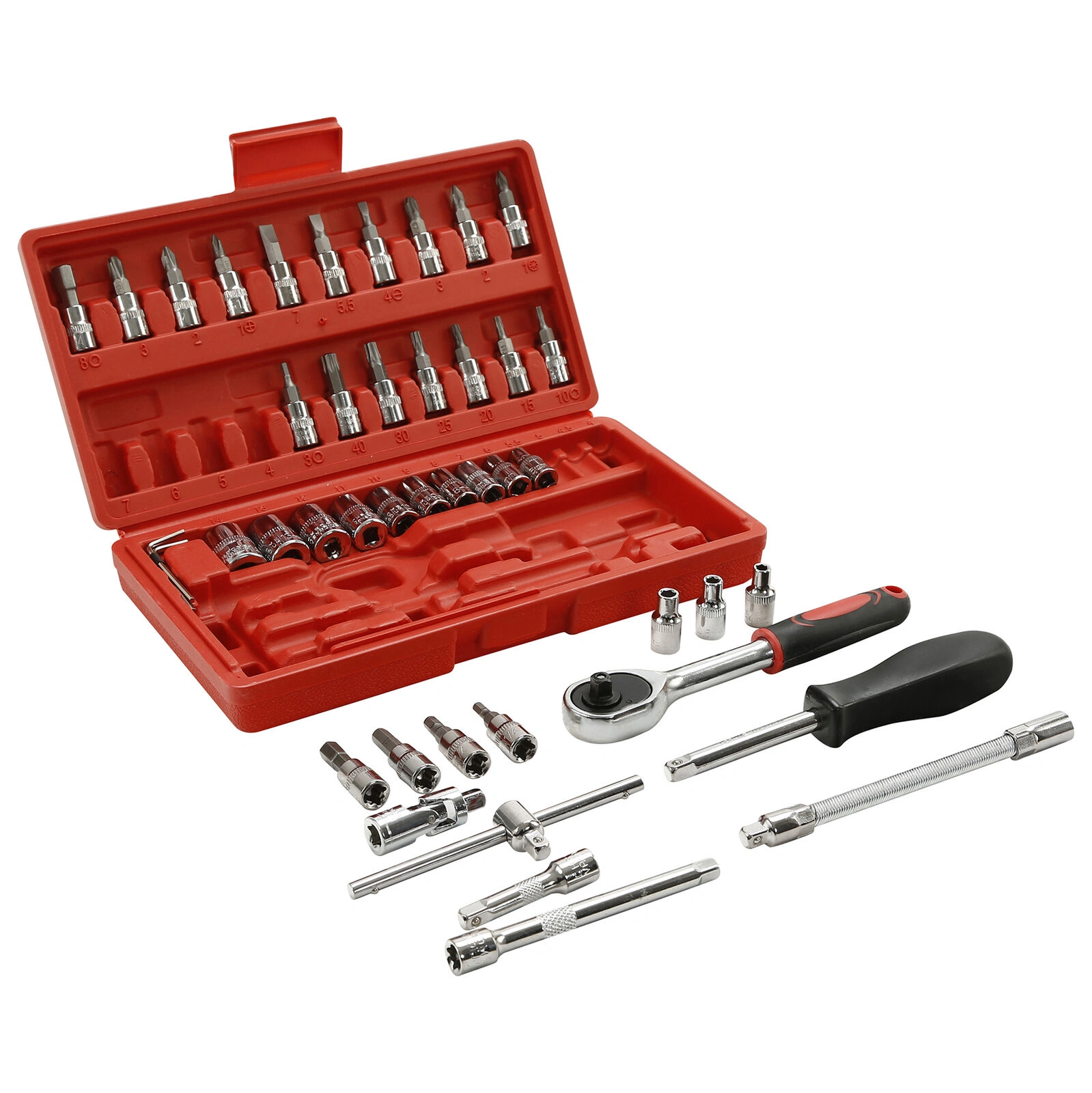 46 Piece 1/4 Inch Socket Wrench Screwdriver Bits Ratchet Driver Kit Repair Tool Set view 5
