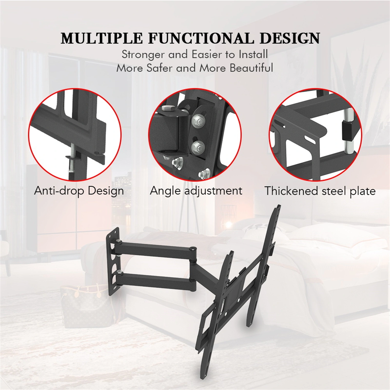 32-65" Single Pendulum Small Base TV Stand Tmxd-103 Bearing 35KG / VESE400*400 / Up And Down -10~ 10° view 9