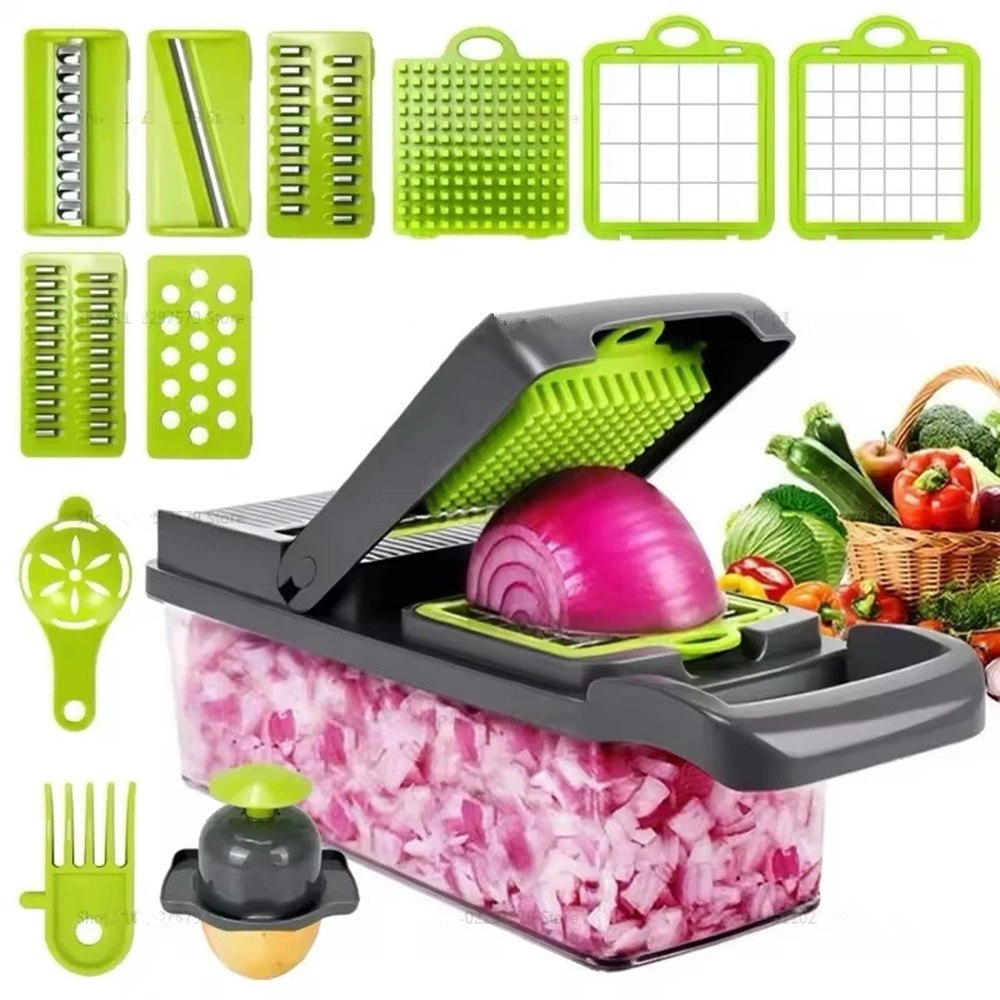 16-in-1 Vegetable Chopper & Mandolin Slicer, Fruit Dicer with Peeler, Multi-Function Kitchen Cutter