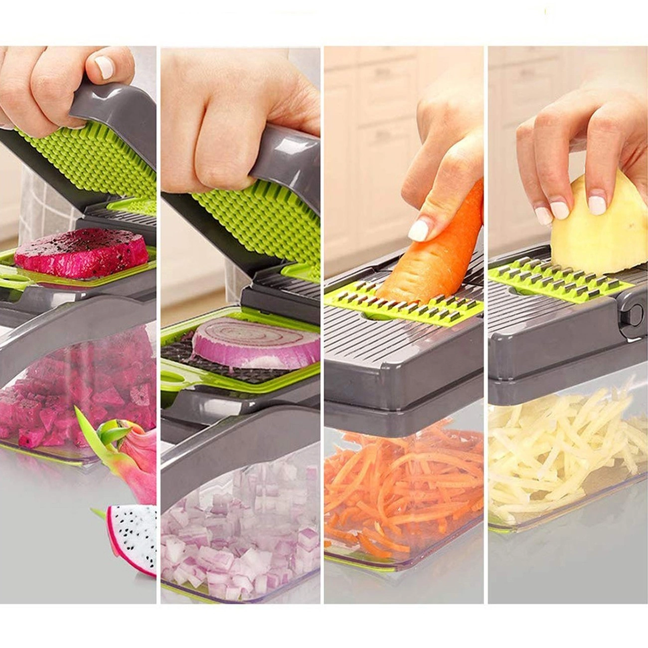 16-in-1 Vegetable Chopper & Mandolin Slicer, Fruit Dicer with Peeler, Multi-Function Kitchen Cutter view 5