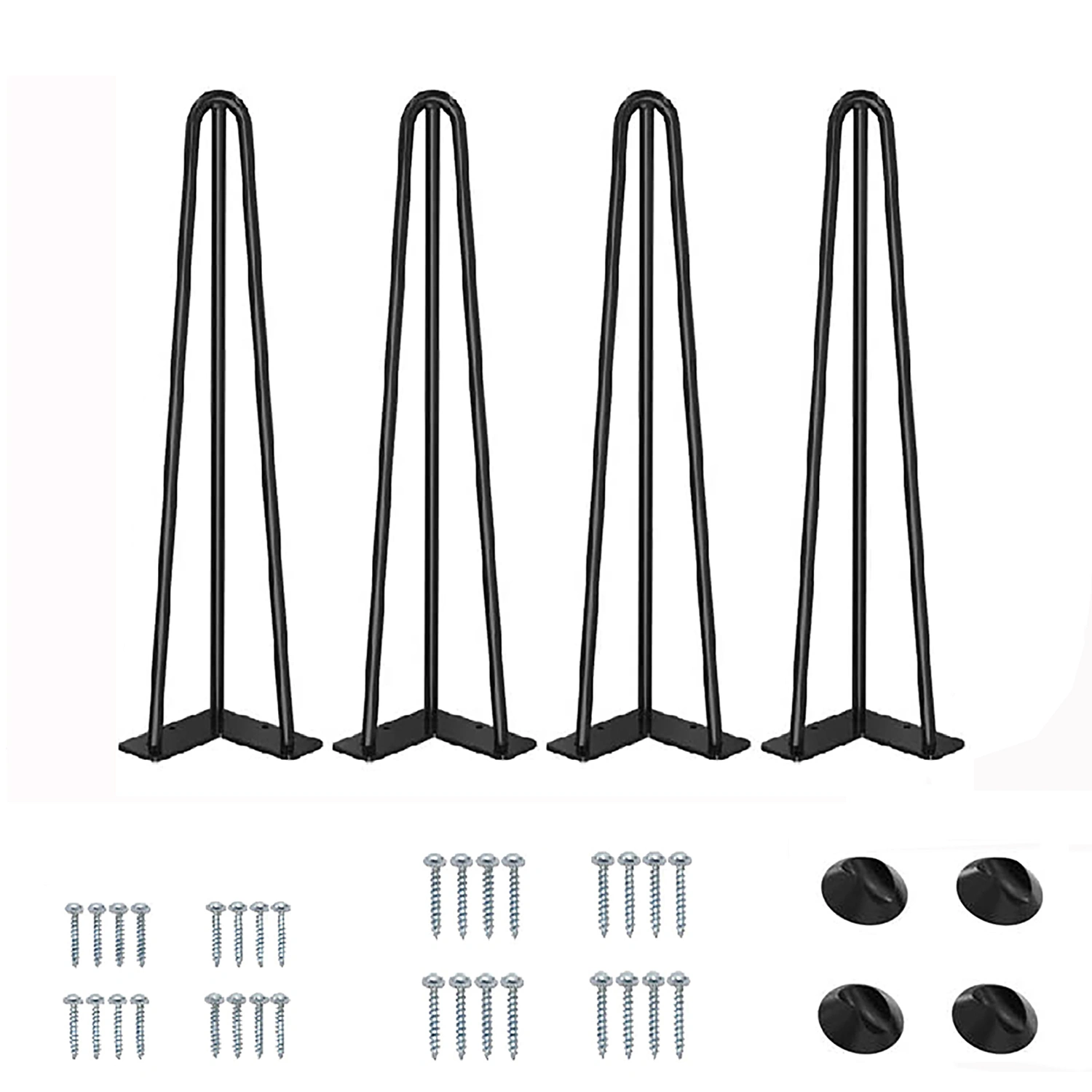 DIY Hairpin Table Legs with 2 Sizes Screws & 4pc Floor Protectors - Metal Furniture Legs