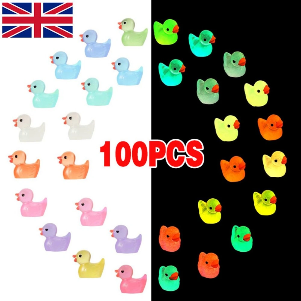 100X Glow In The Dark Mini Duck Toys Resin Luminous Tiny Duck Figures Party Favors Fillers view 2