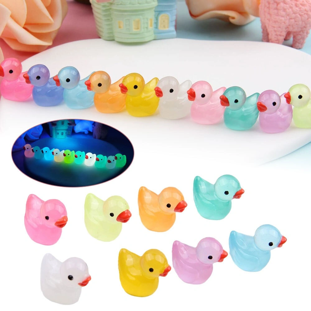 100X Glow In The Dark Mini Duck Toys Resin Luminous Tiny Duck Figures Party Favors Fillers view 3