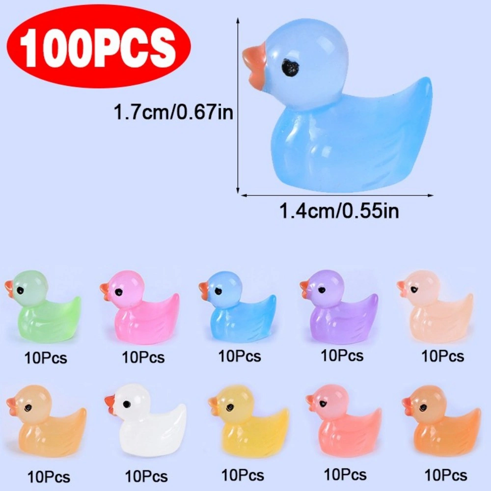 100X Glow In The Dark Mini Duck Toys Resin Luminous Tiny Duck Figures Party Favors Fillers view 5