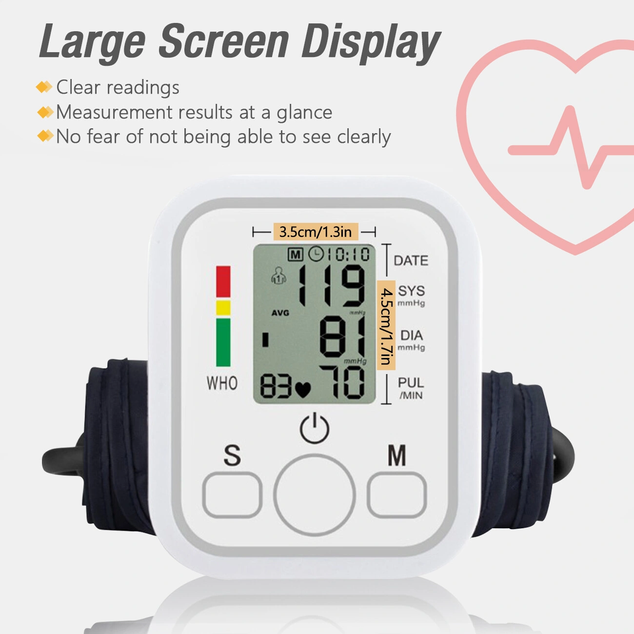 LCD Digital Automatic Upper Arm Blood Pressure Monitor w/ Heart Rate & Voice Talk view 2