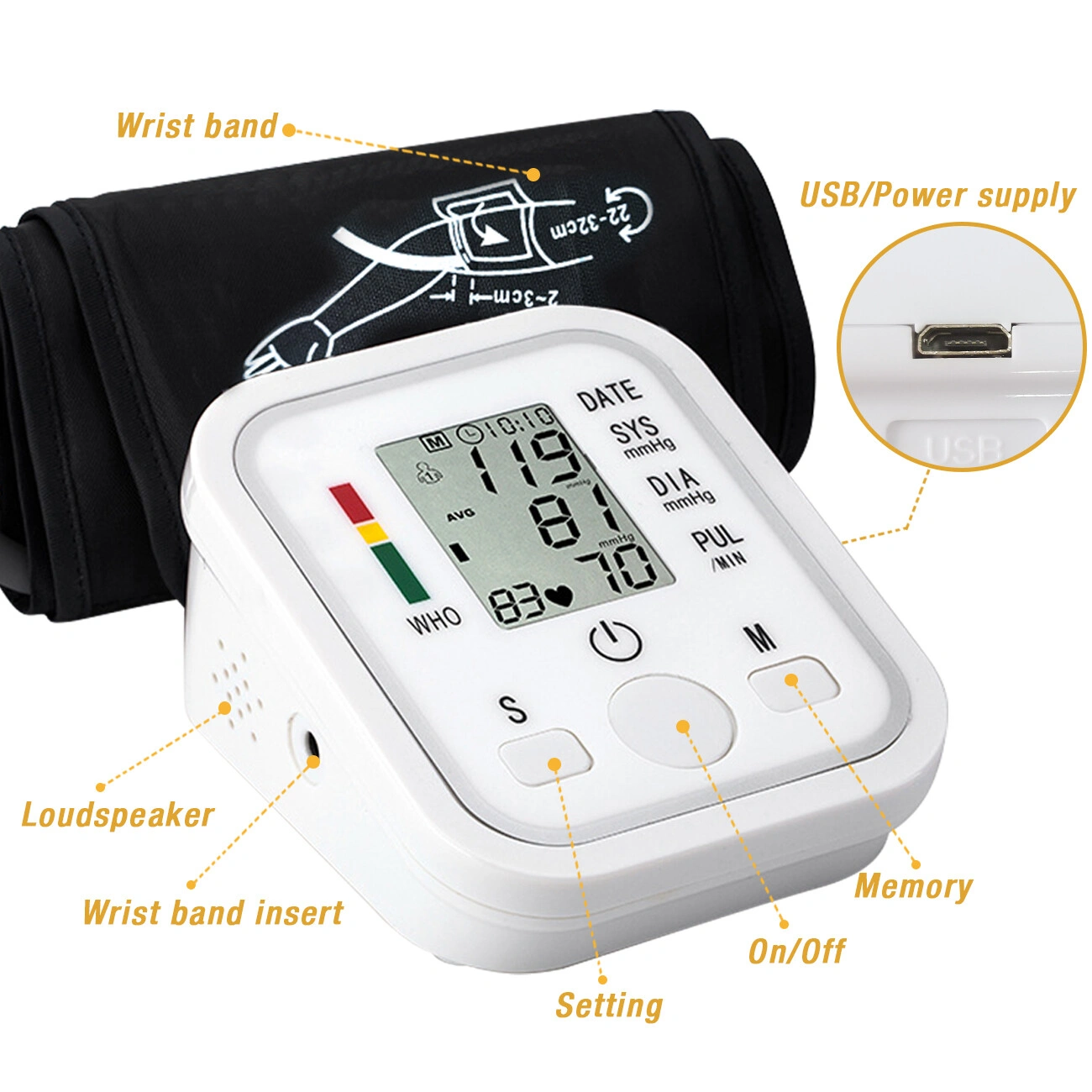 LCD Digital Automatic Upper Arm Blood Pressure Monitor w/ Heart Rate & Voice Talk view 4