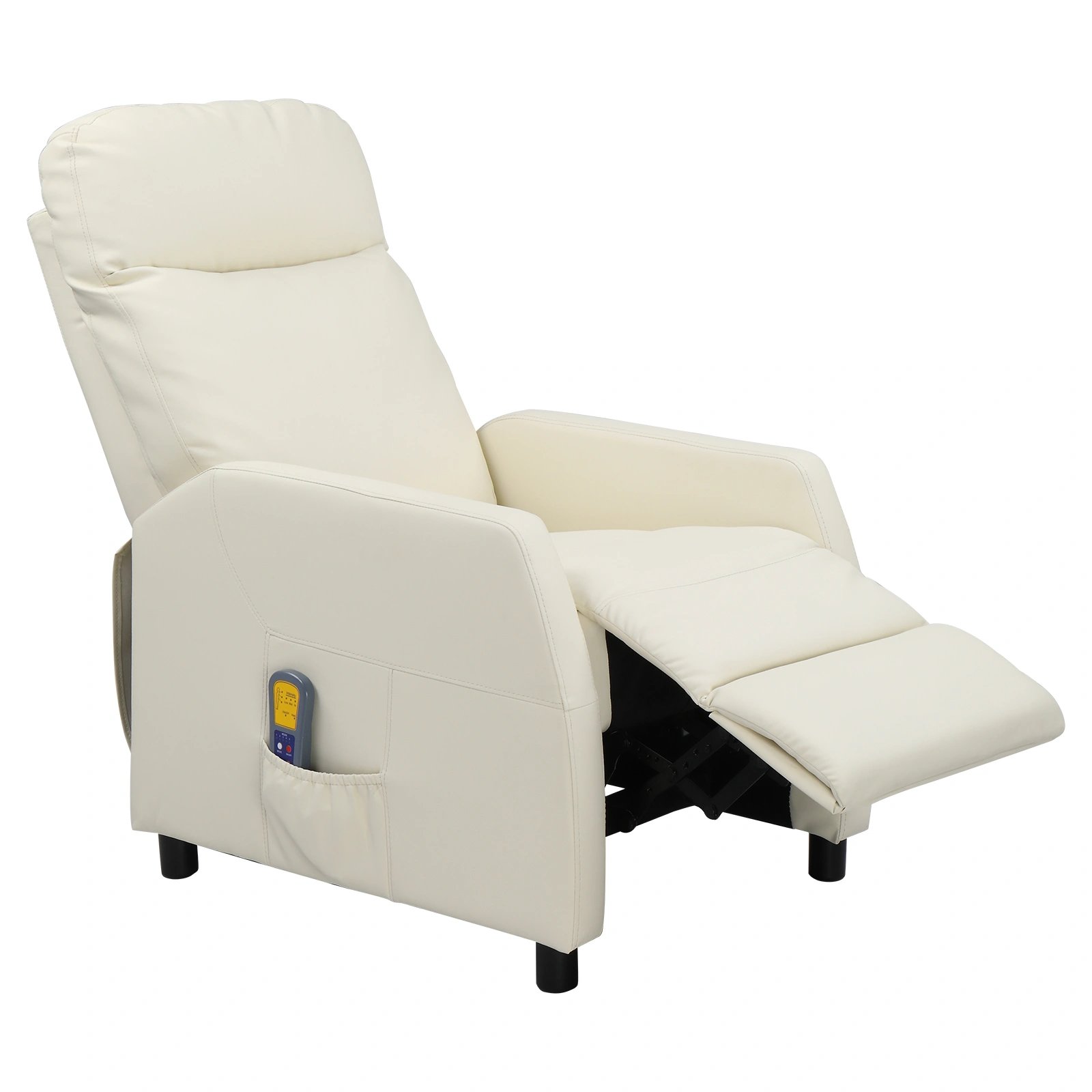 Cream White PU Recliner Chair with 6-Point Massage & Heating Function - Electric Rocking Recliner for Living Room view 3