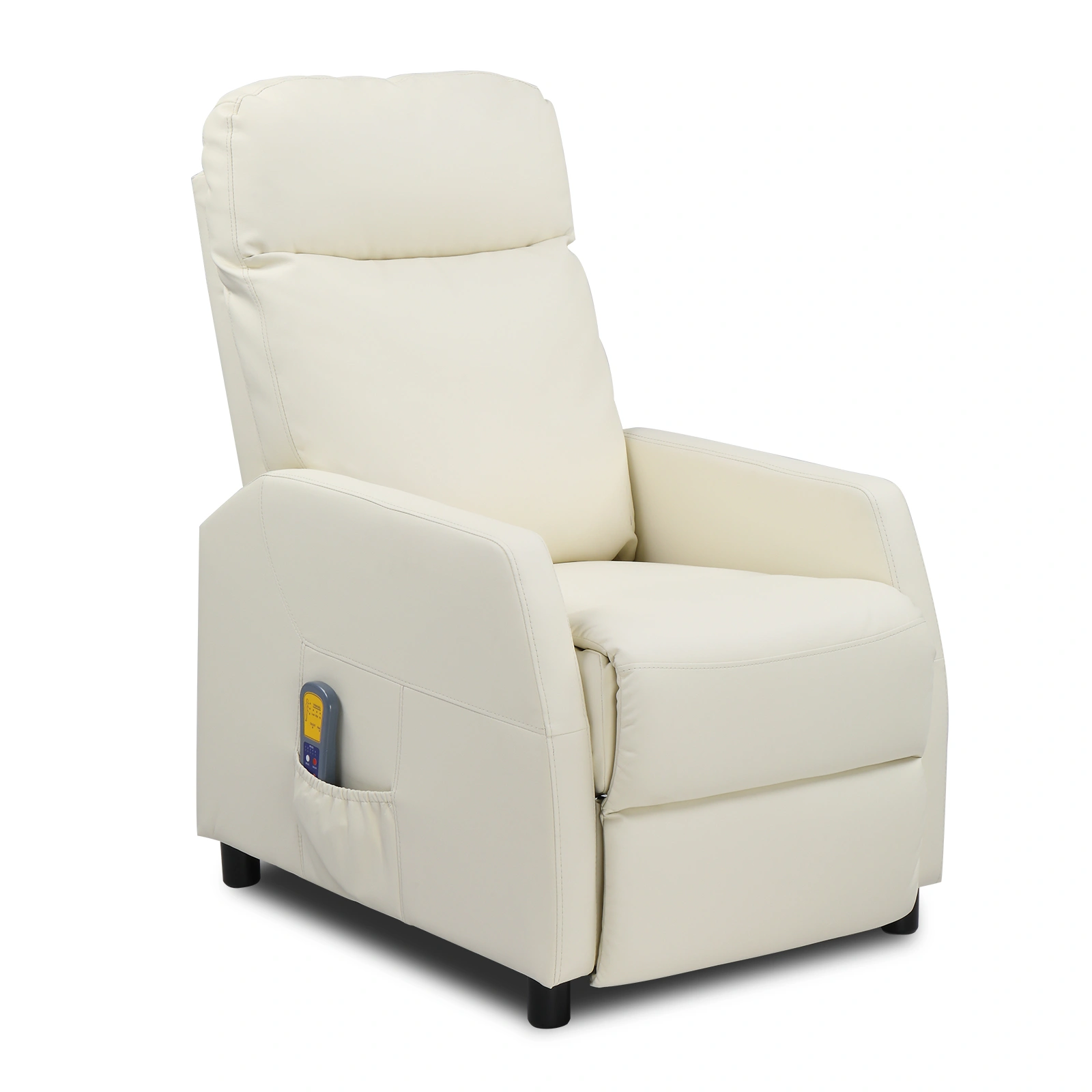 Cream White PU Recliner Chair with 6-Point Massage & Heating Function - Electric Rocking Recliner for Living Room view 4