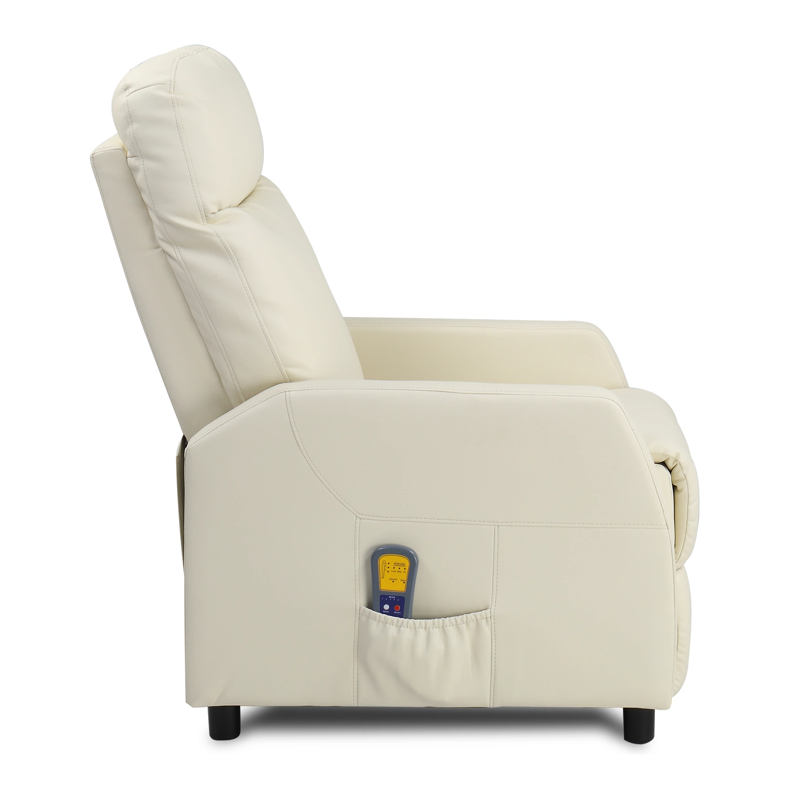 Cream White PU Recliner Chair with 6-Point Massage & Heating Function - Electric Rocking Recliner for Living Room view 5