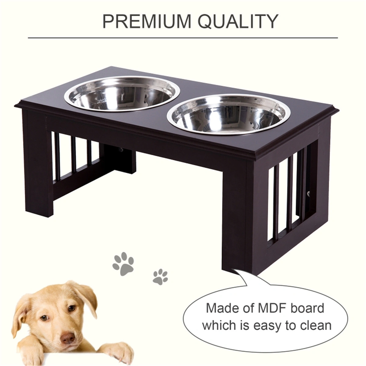 Stainless Steel Dog Bowls Set, Elevated Pet Feeding Station with Storage, Adjustable Height Dog Food & Water Bowls, Non-Slip Pet Feeding Storage Container view 2