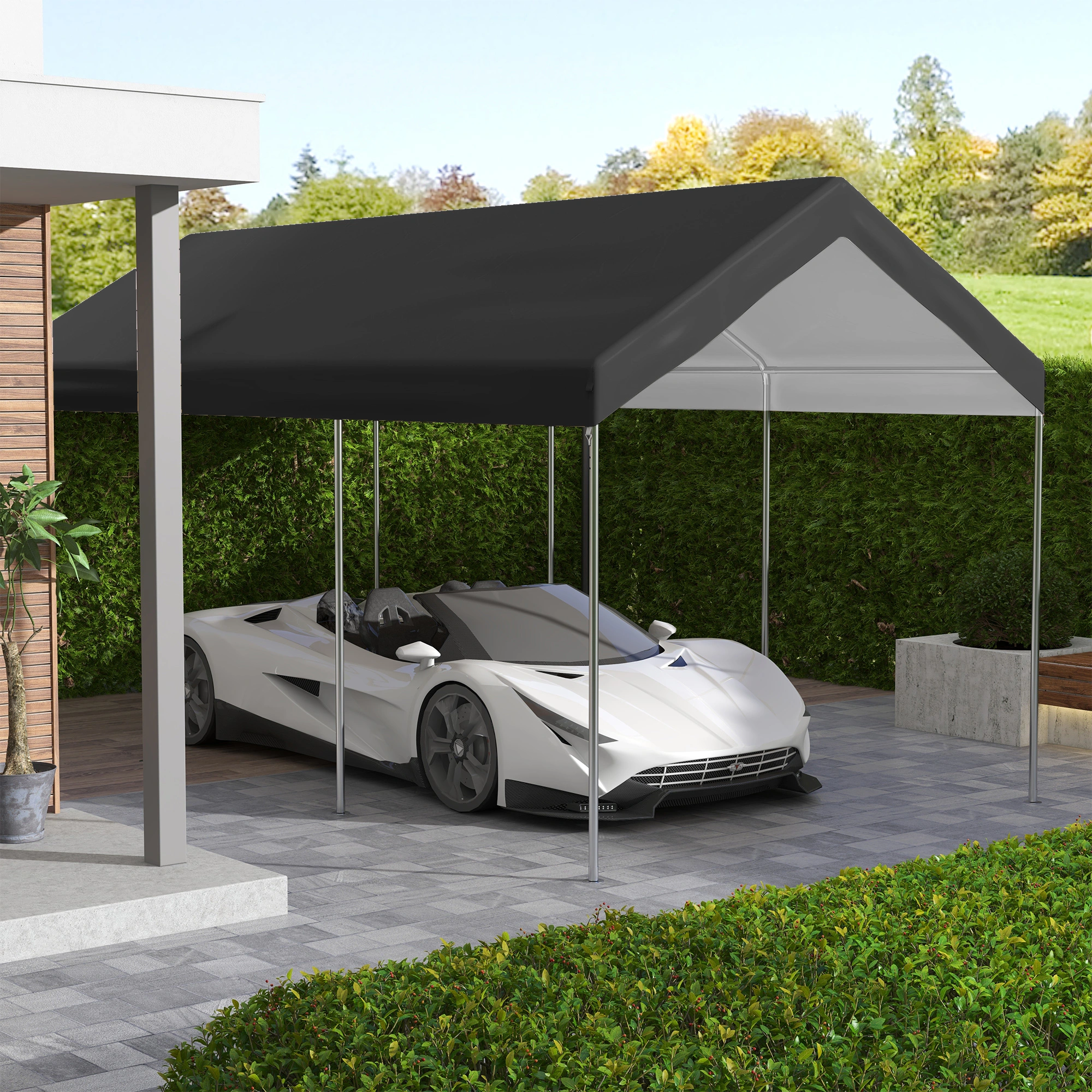 Heavy Duty Carport Roof Cover Canopy Top Tent Awning Replacement Without Brackets view 2