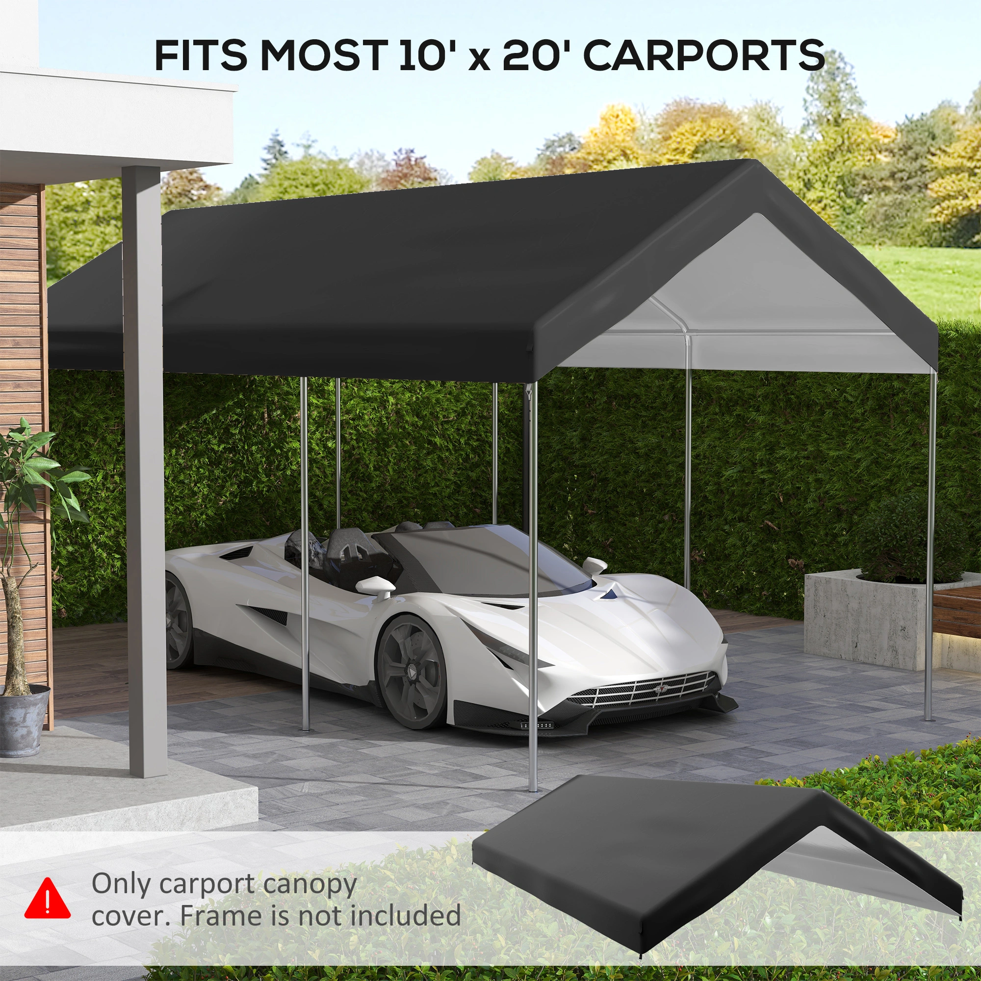 Heavy Duty Carport Roof Cover Canopy Top Tent Awning Replacement Without Brackets view 3