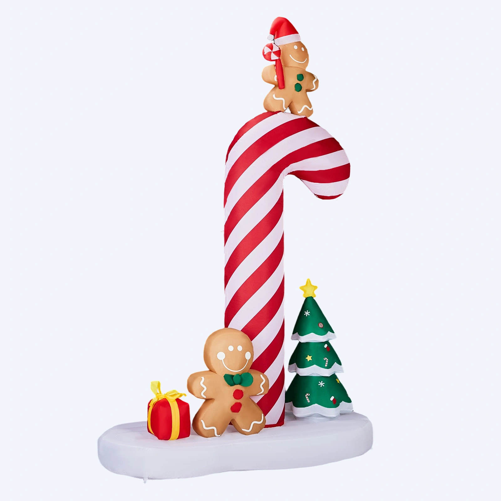 45M Lighted Christmas Inflatable Decoration Giant Candy Cane with Gingerbread Men LED Yard Lawn Garden Decor view 4