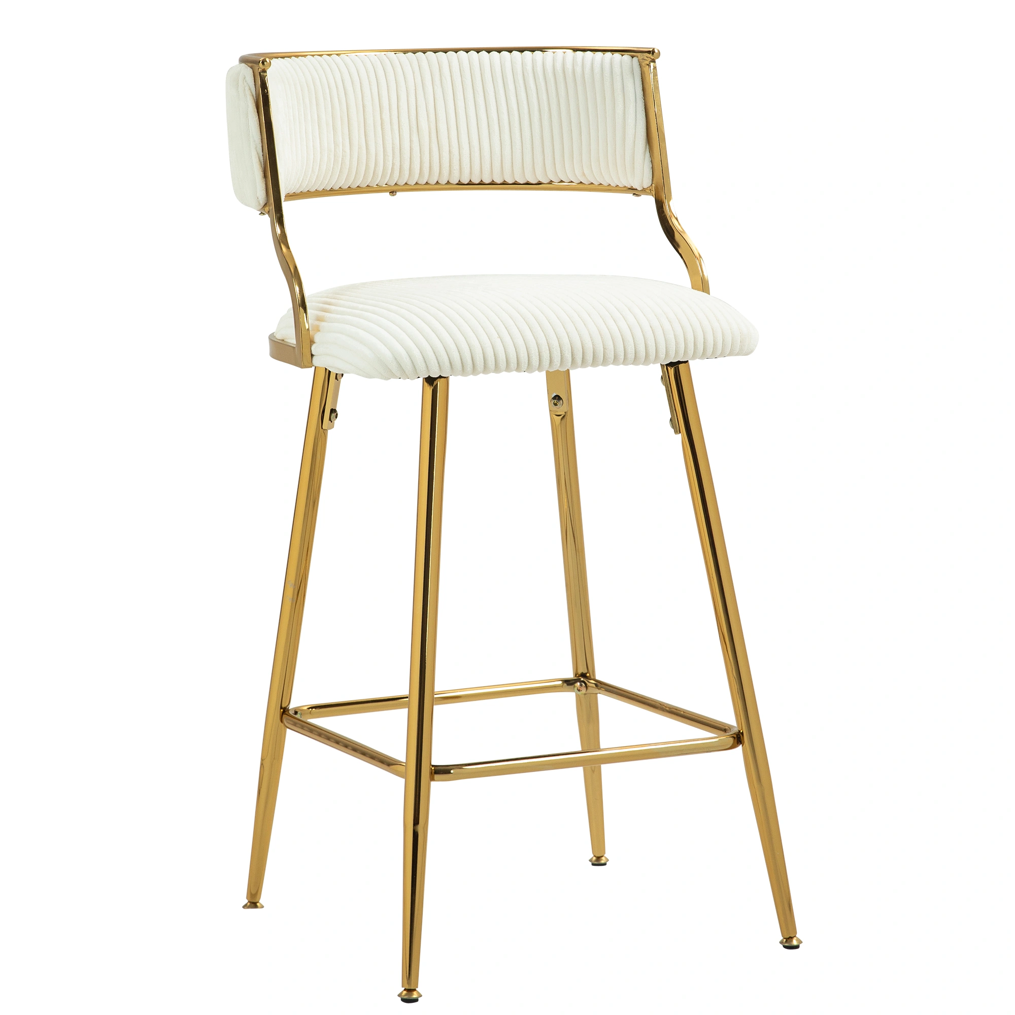 Set of 2, 26 Inch Counter Height Bar Stools with Back,