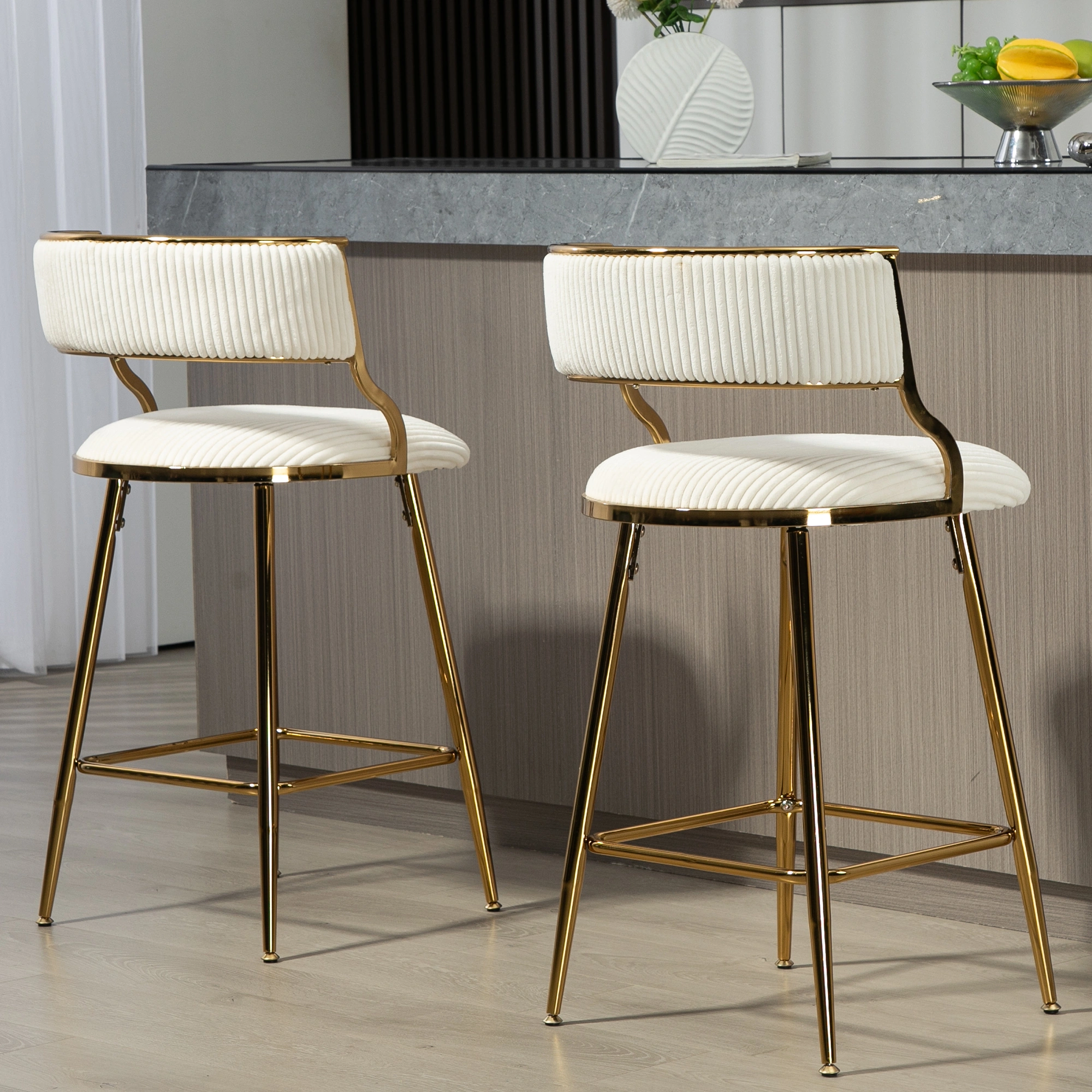Set of 2, 26 Inch Counter Height Bar Stools with Back, view 10
