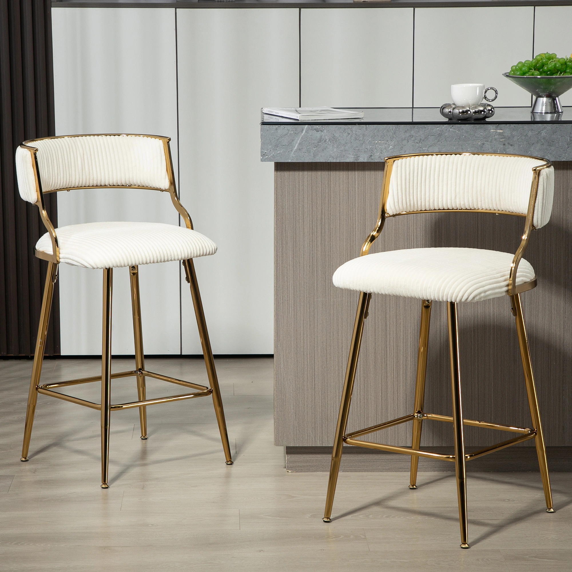 Set of 2, 26 Inch Counter Height Bar Stools with Back, view 7