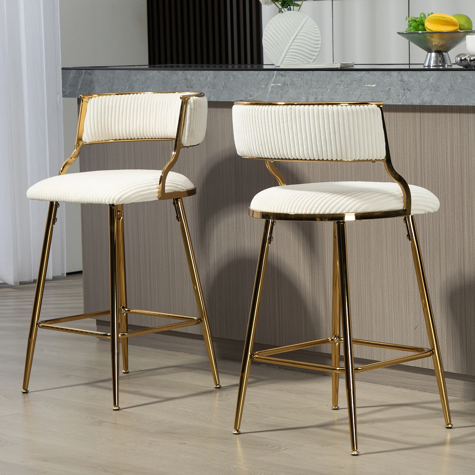 Set of 2, 26 Inch Counter Height Bar Stools with Back, view 8