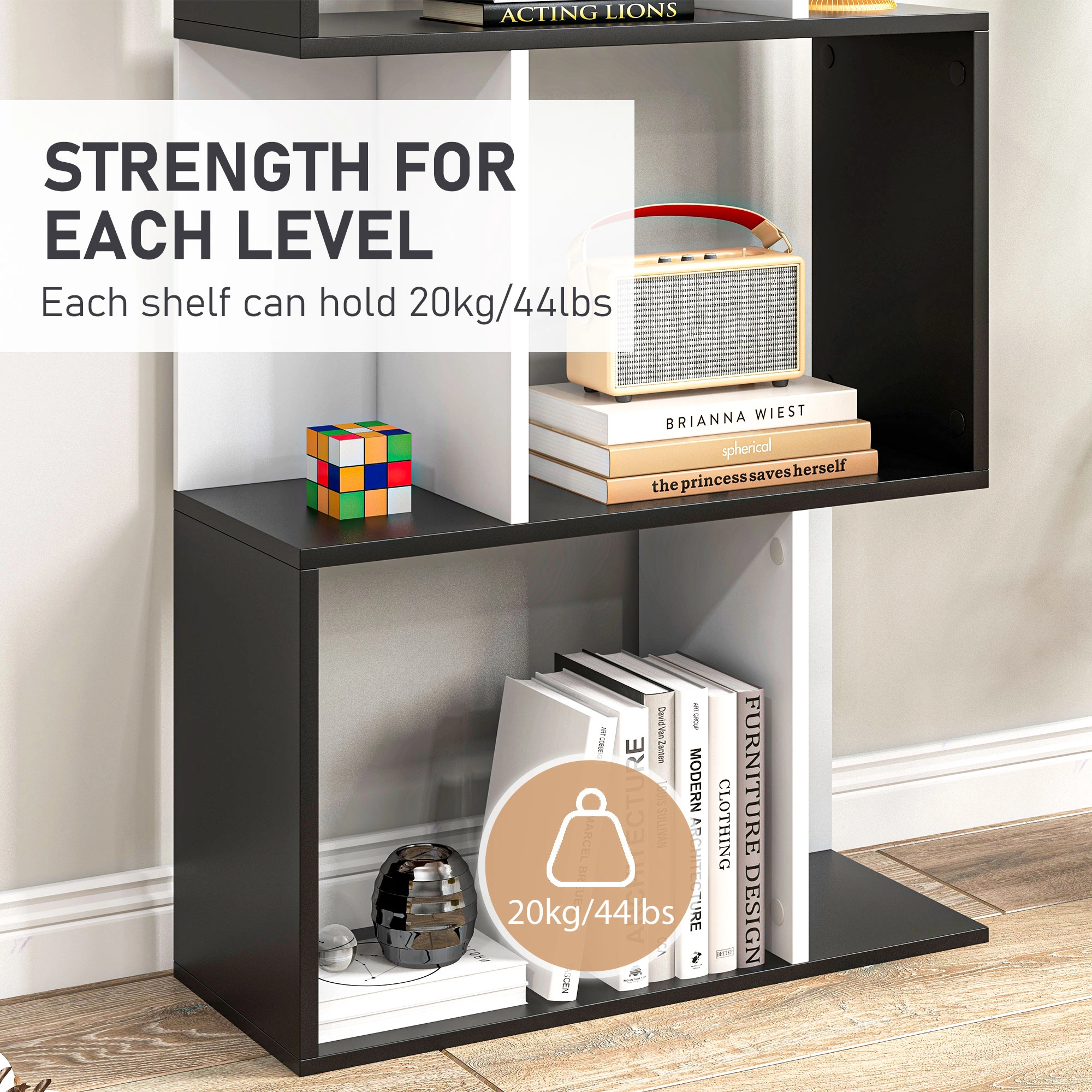 Floating Wall Shelf Bookcase with Storage Cabinet Design, Metal Frame for Bedroom & Office Use view 2