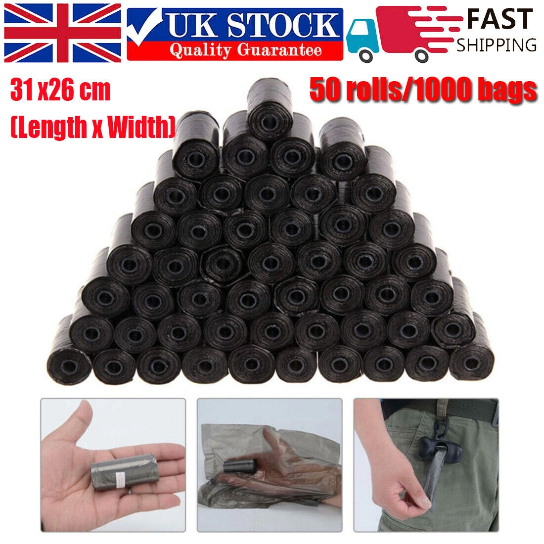 1000 Pack Biodegradable Dog Poop Bags Unscented, Eco-Friendly Pet Waste Bags for Dogs & Cats