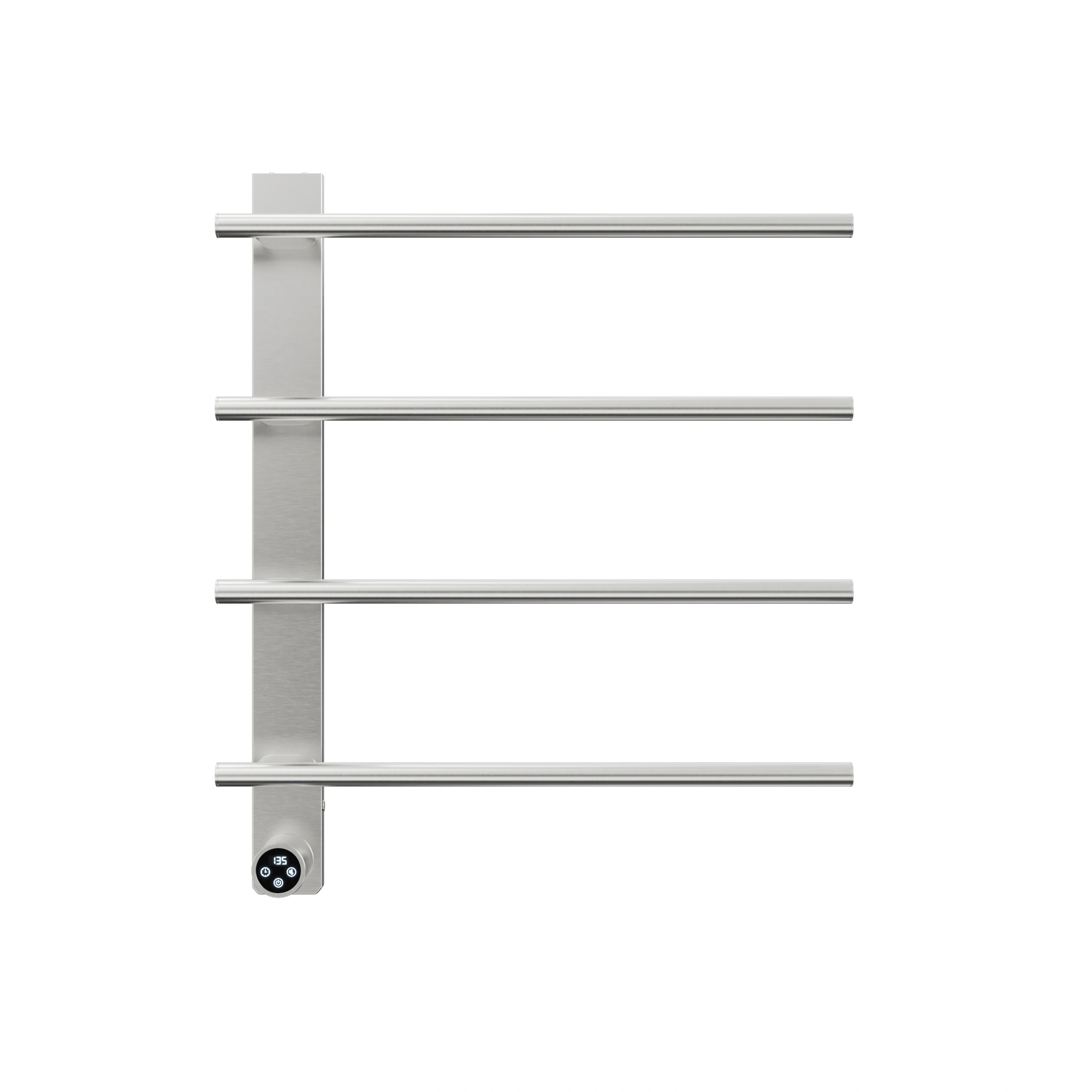 Brushed Nickel Heated Towel Rack for Bathroom,Wall Mounted with Intelligent Touch Screen Timer, 4-Bar Towel Warmer, 304 Stainless Steel Polished, Plug-in/Hard-Wired[Unable ship on weekends, TK/TEMU only for pickup, only TX10643 warehouse supports GOF