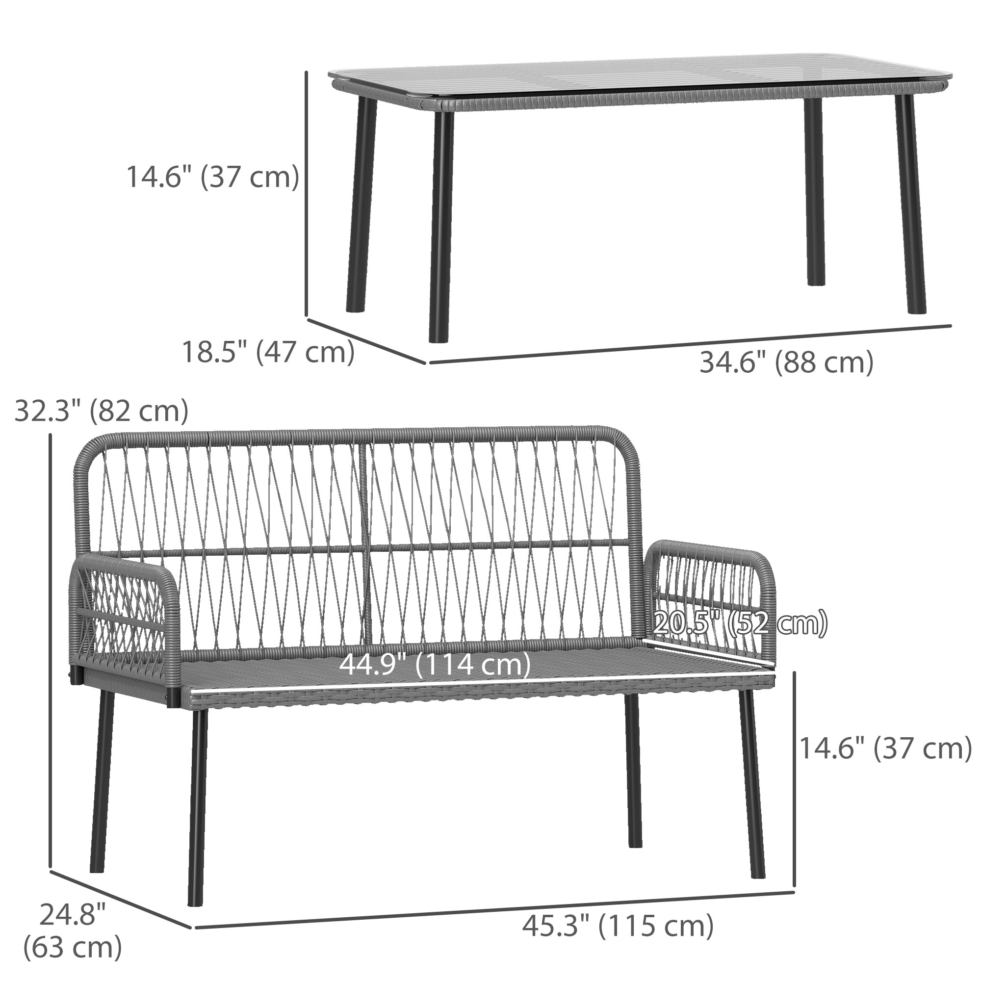 Modern Patio Furniture Set 4-Piece Outdoor Conversation Wicker Sofa Sectional with Cushions view 2