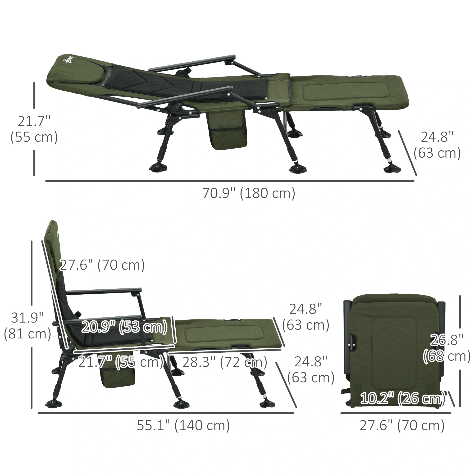 Folding Fishing Chair Portable Telescopic Camp Chair with Padded Seat for Fishing Hunting Camping view 3