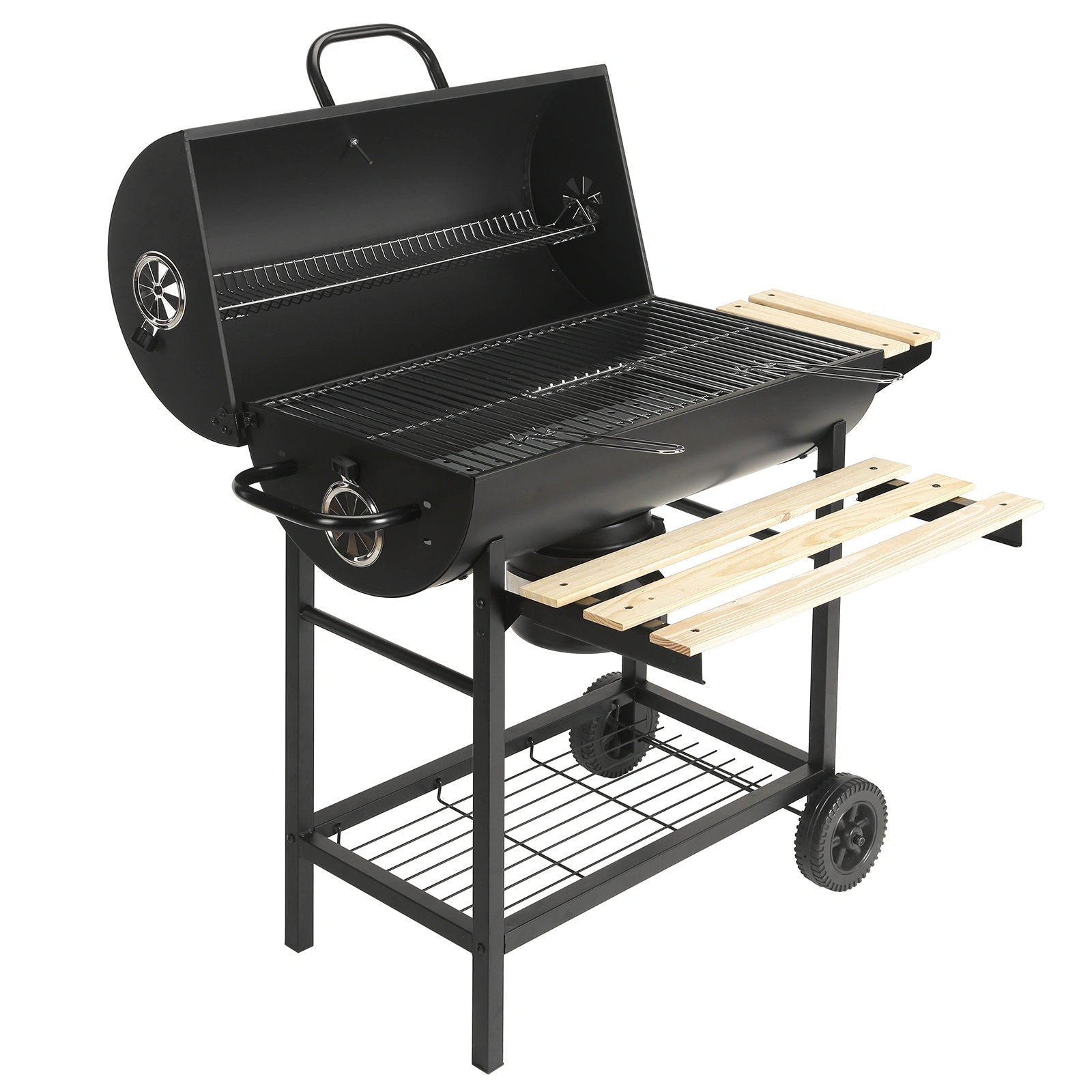Heavy Duty BBQ Grill Station, Outdoor Gas Grill with Side Shelves, Portable Charcoal Griddle for Patio Backyard Camping