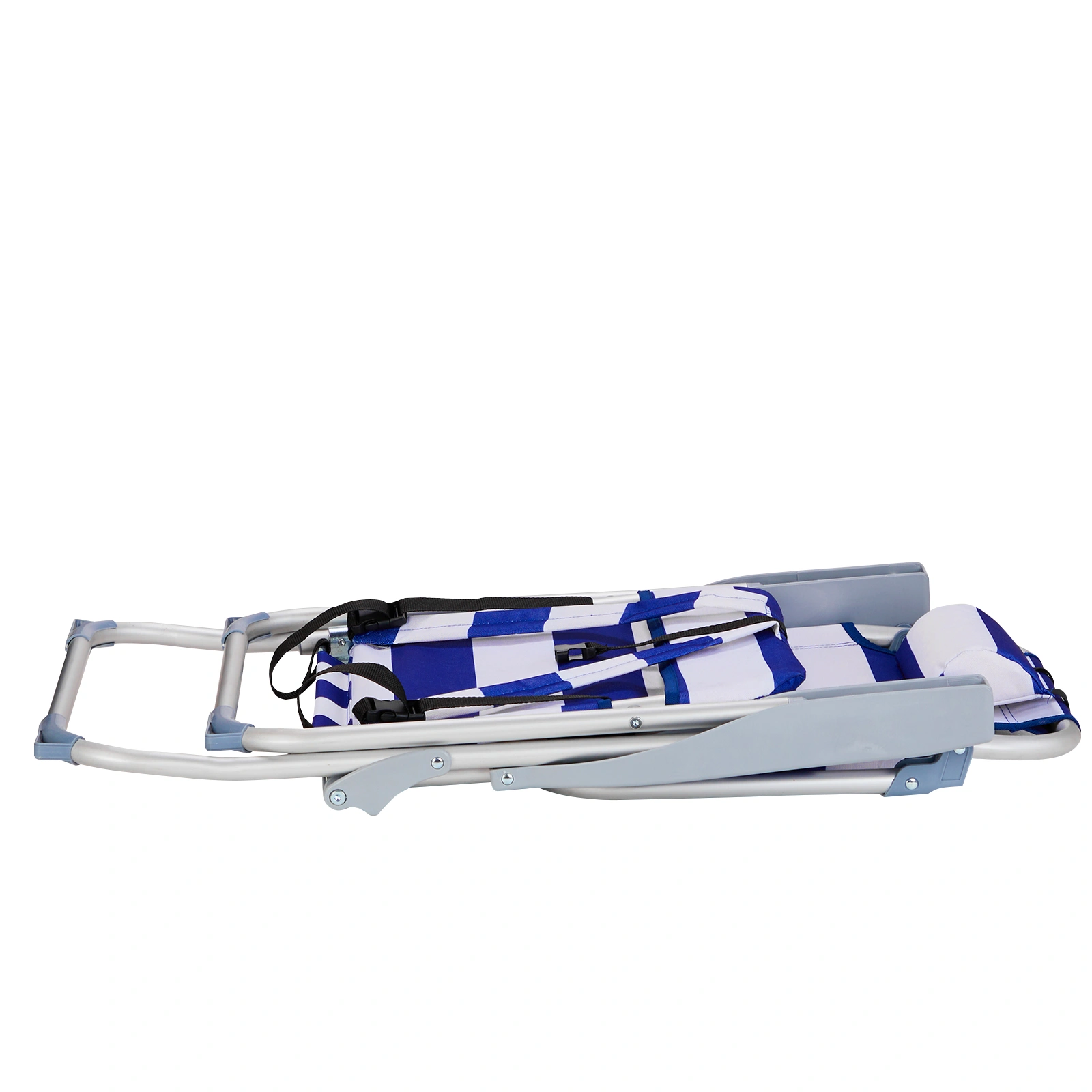 63*70*99cm Heightened Oxford Cloth Silver White Aluminum Tube Bearing 100kg Beach Chair Blue Stripes view 4