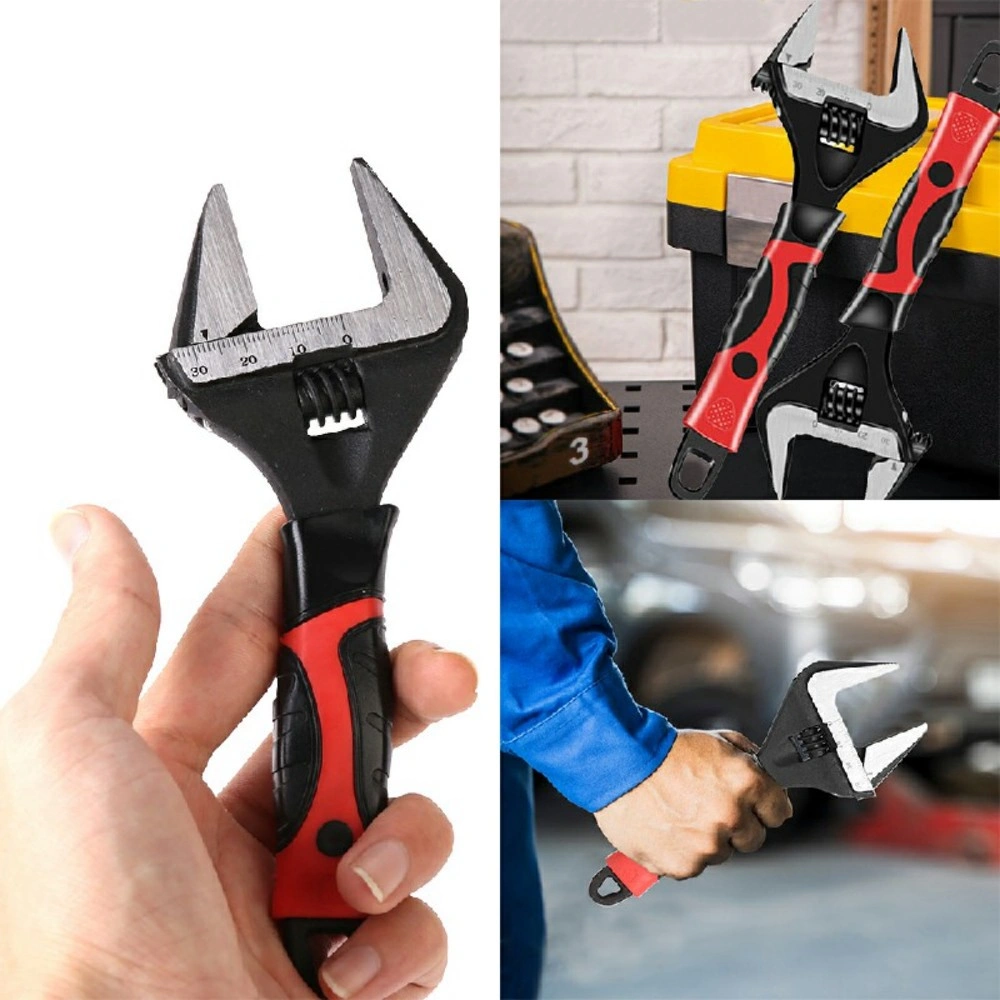 6 Inch Adjustable Extra Wide Jaw Wrench Spanner 0-30MM Opening Heavy Duty Mechanic Tools Metal Latch