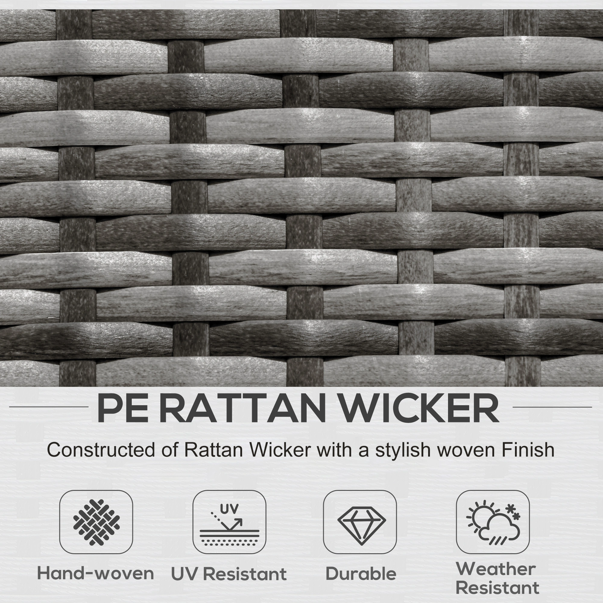 5-Piece Patio Furniture Set, All-Weather Rattan Wicker Outdoor Conversation Set with Cushions, Gray view 3