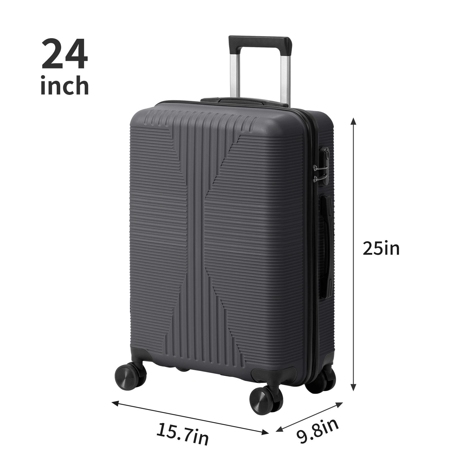 Non-TSA customs lock 5-in-1 PP trolley case, 12in, 16in, 20in, 24in, 28in, PP, dark gray view 8