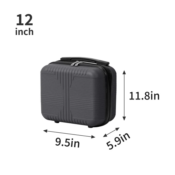 Non-TSA customs lock 5-in-1 PP trolley case, 12in, 16in, 20in, 24in, 28in, PP, dark gray view 5