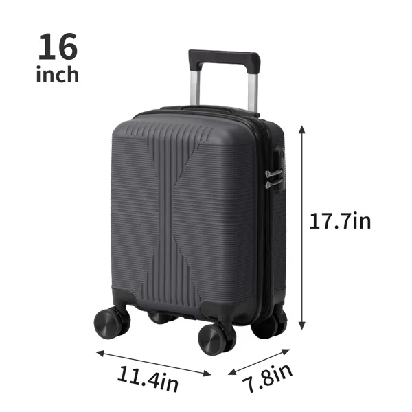 Non-TSA customs lock 5-in-1 PP trolley case, 12in, 16in, 20in, 24in, 28in, PP, dark gray view 6