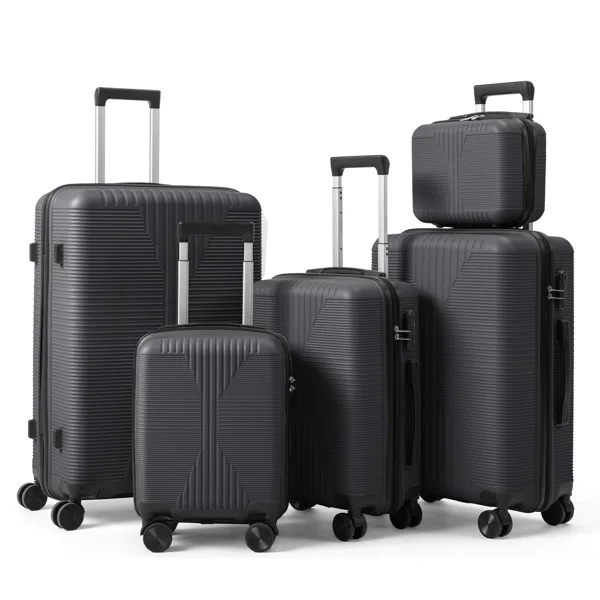 Non-TSA customs lock 5-in-1 PP trolley case, 12in, 16in, 20in, 24in, 28in, PP, dark gray
