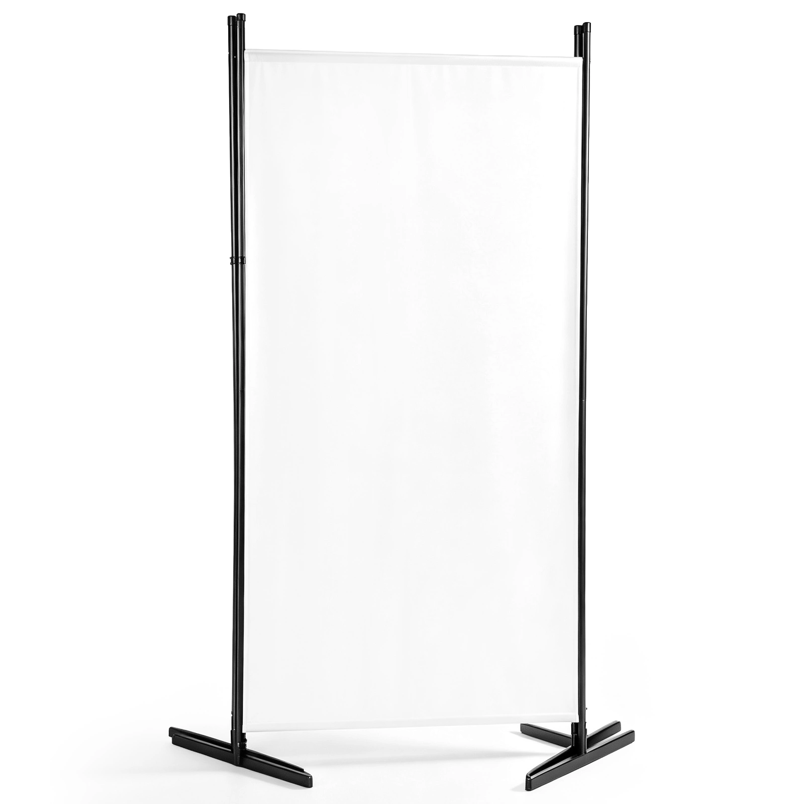 3-Fold Foldable Screen 160g Plastic Feet Polyester Fabric Carbon Steel Frame Room Divider 6FT Off-White view 5