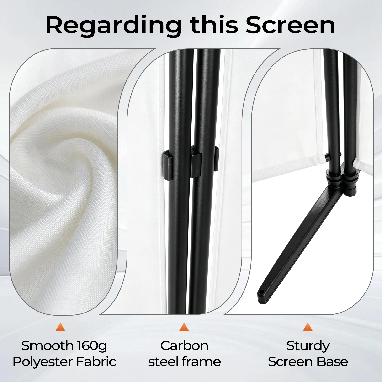 3-Fold Foldable Screen 160g Plastic Feet Polyester Fabric Carbon Steel Frame Room Divider 6FT Off-White view 8