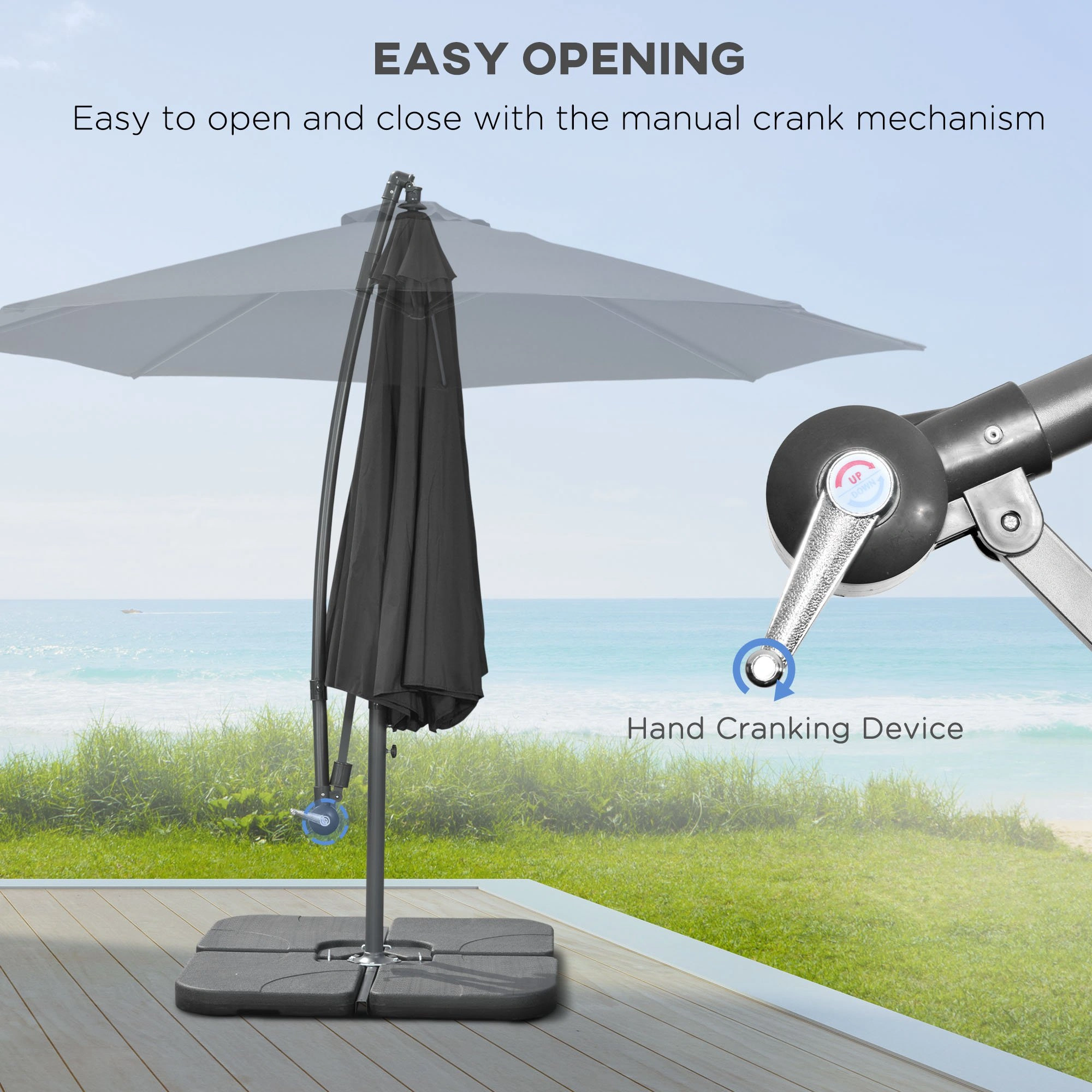 9ft Outdoor Patio Umbrella with Tilt - Resistant Fabric Garden Market Umbrella for Backyard Deck Table Shade view 2