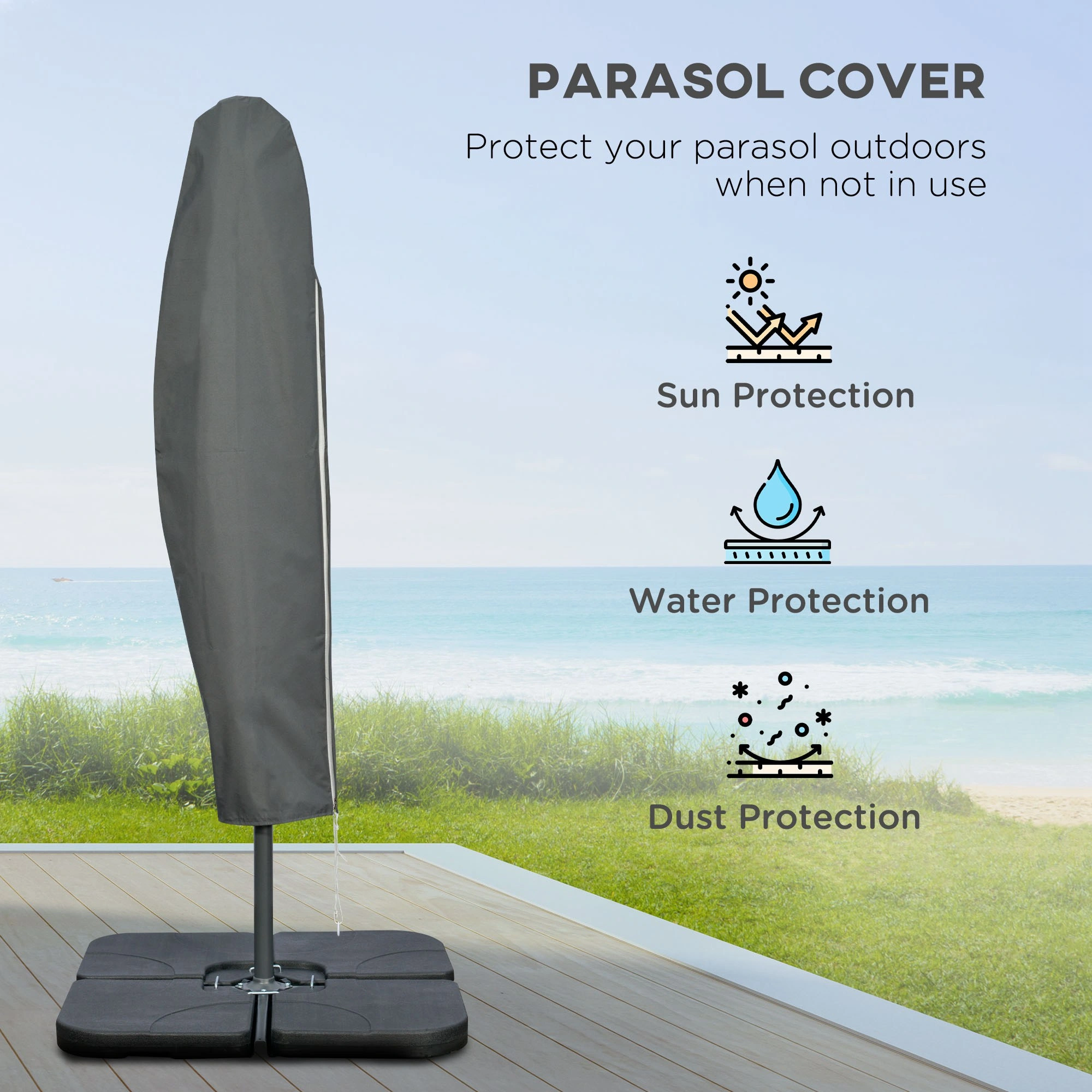 9ft Outdoor Patio Umbrella with Tilt - Resistant Fabric Garden Market Umbrella for Backyard Deck Table Shade view 3