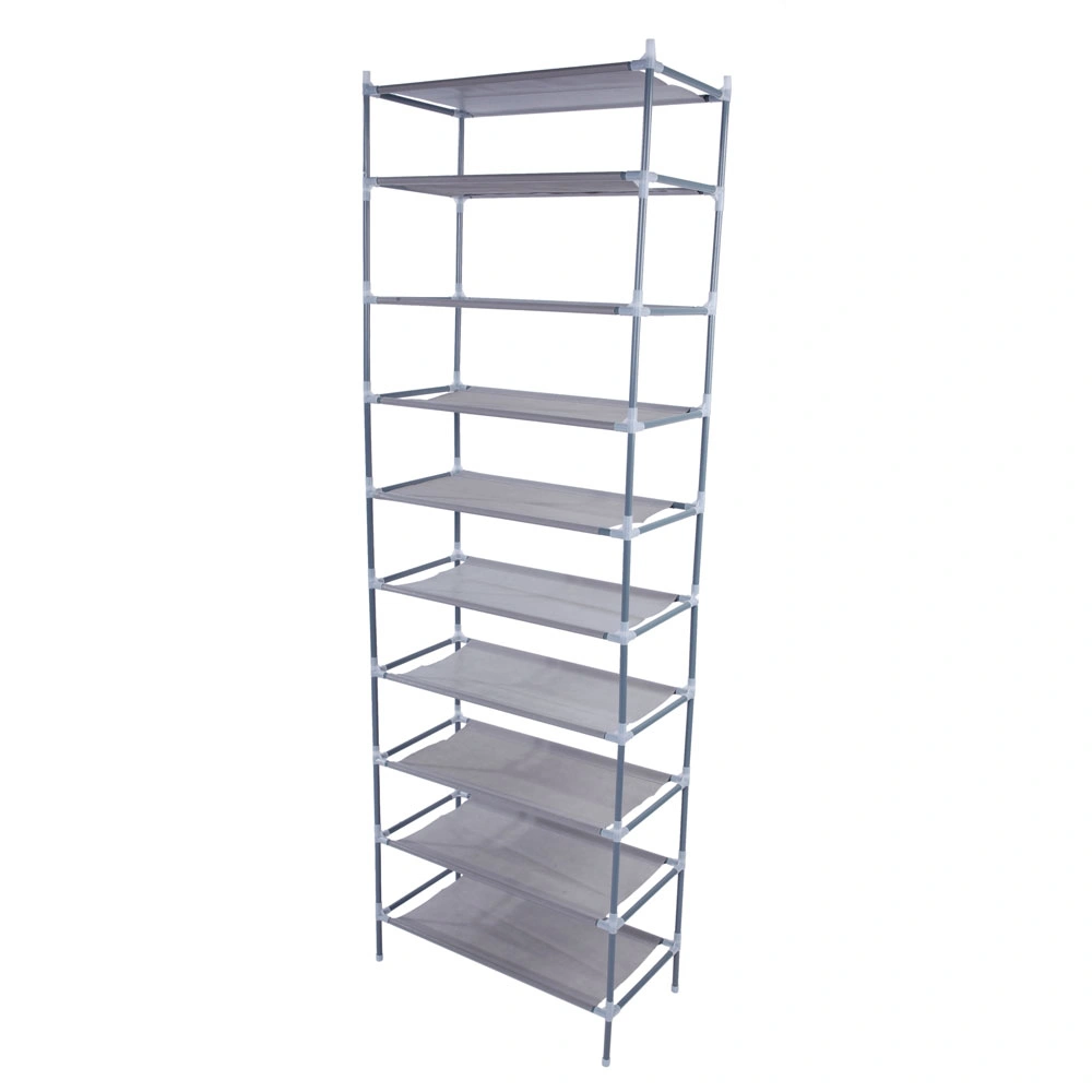 10-Tier Non-Woven Fabric Shoe Rack Gray - Easy Assembly Large Capacity Shoe Organizer for Closet, Hallway