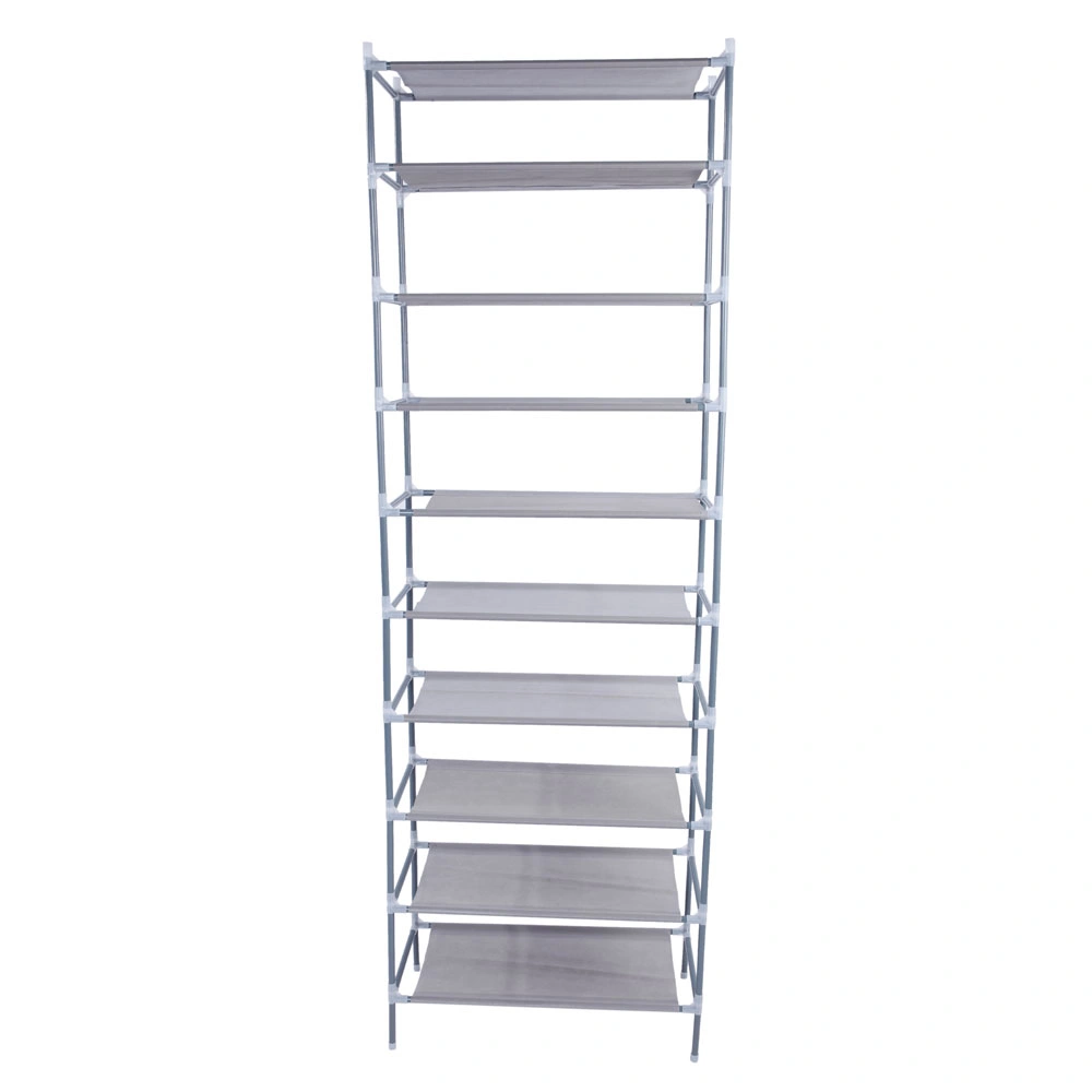10-Tier Non-Woven Fabric Shoe Rack Gray - Easy Assembly Large Capacity Shoe Organizer for Closet, Hallway view 3
