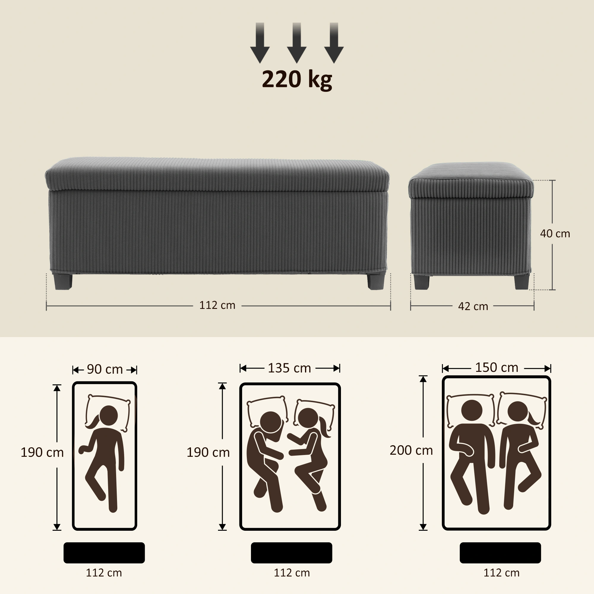 Upholstered Storage Ottoman, Cube Footrest Bench with Lid, Soft Seating Stool, Home Organization Accent view 5