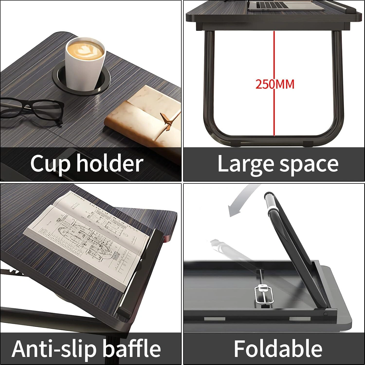 Folding Laptop Table Stand Bed Tray Portable Computer Desk UK view 4